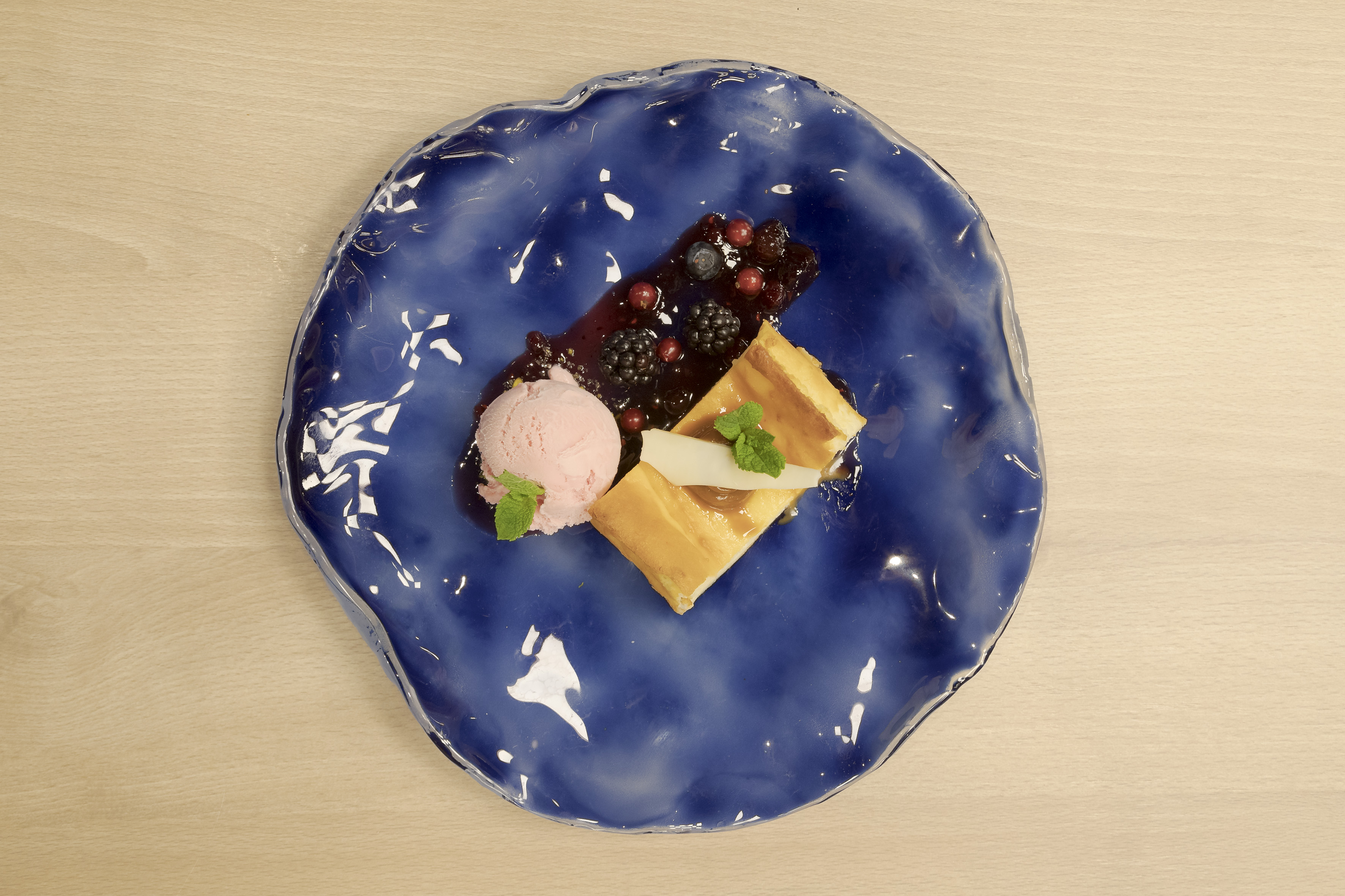 a plate with dessert on it