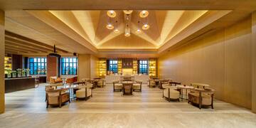 a room with tables and chairs