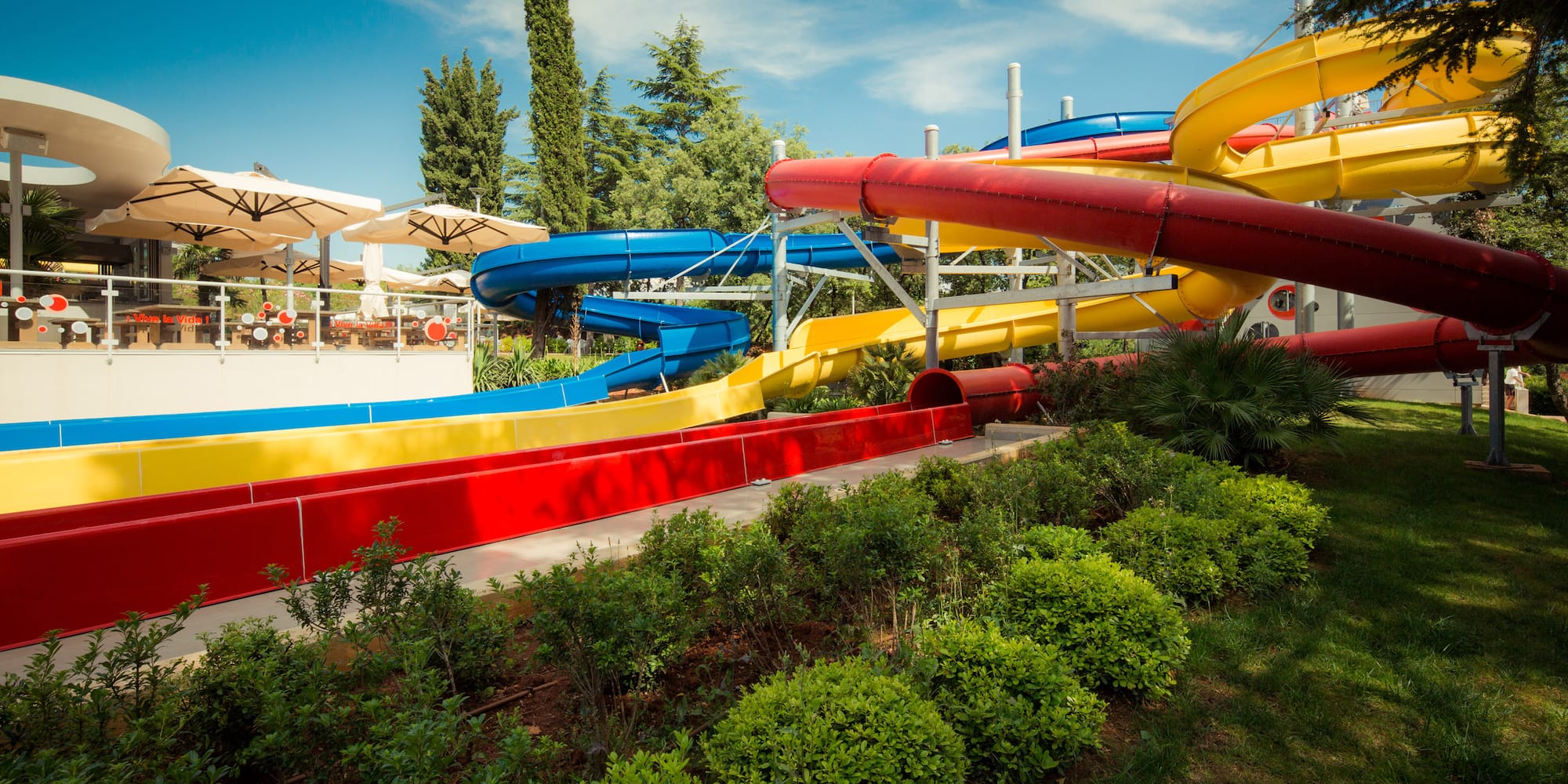 a water slide in a park