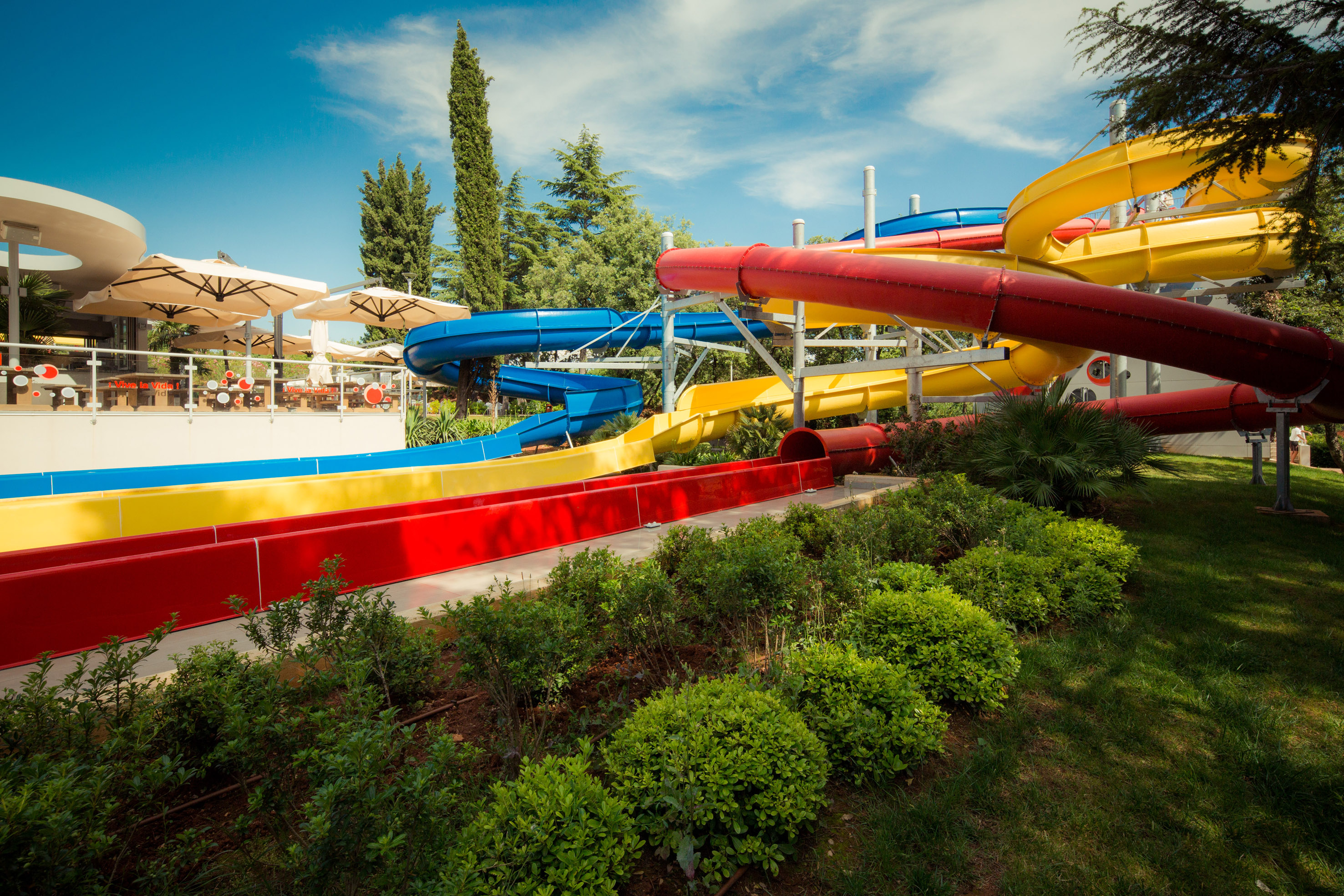 a water slide in a park