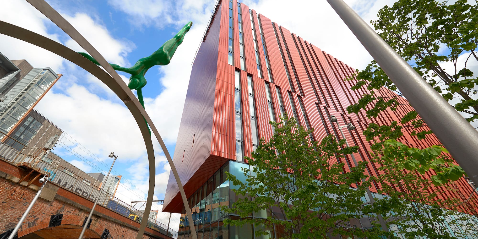 a building with a statue of a horse