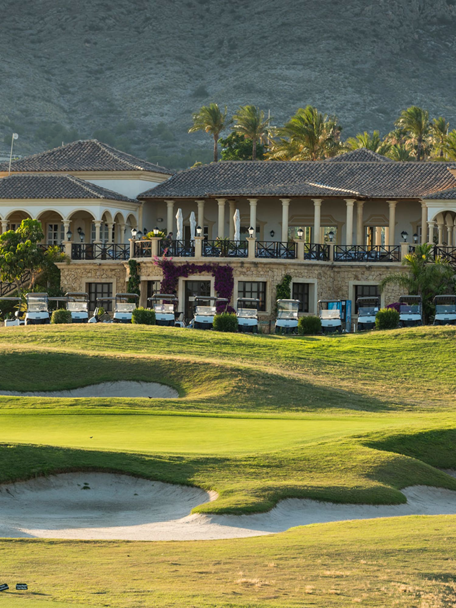 a building with a golf course and a ferris wheel