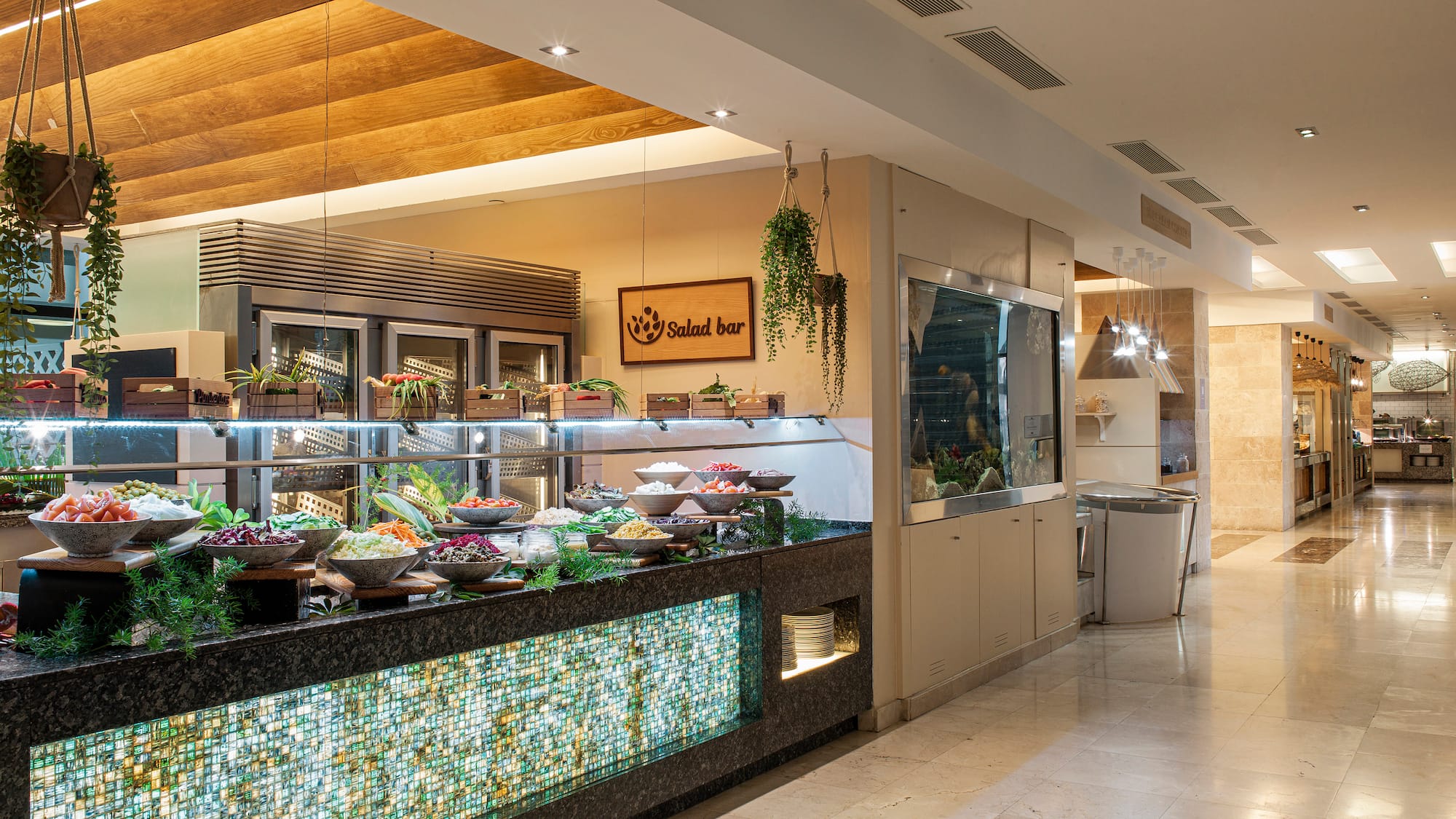 a food buffet in a restaurant