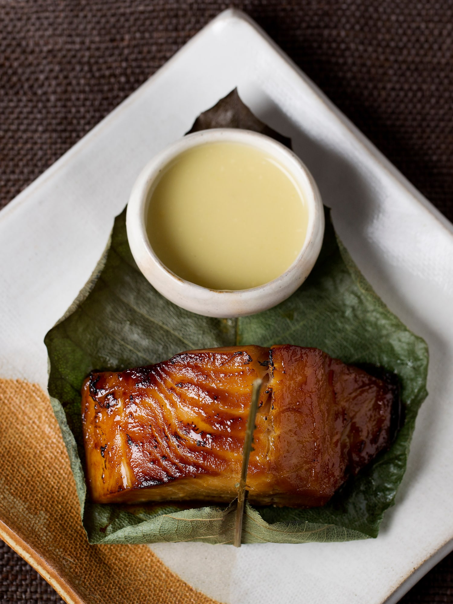 a plate of food with sauce