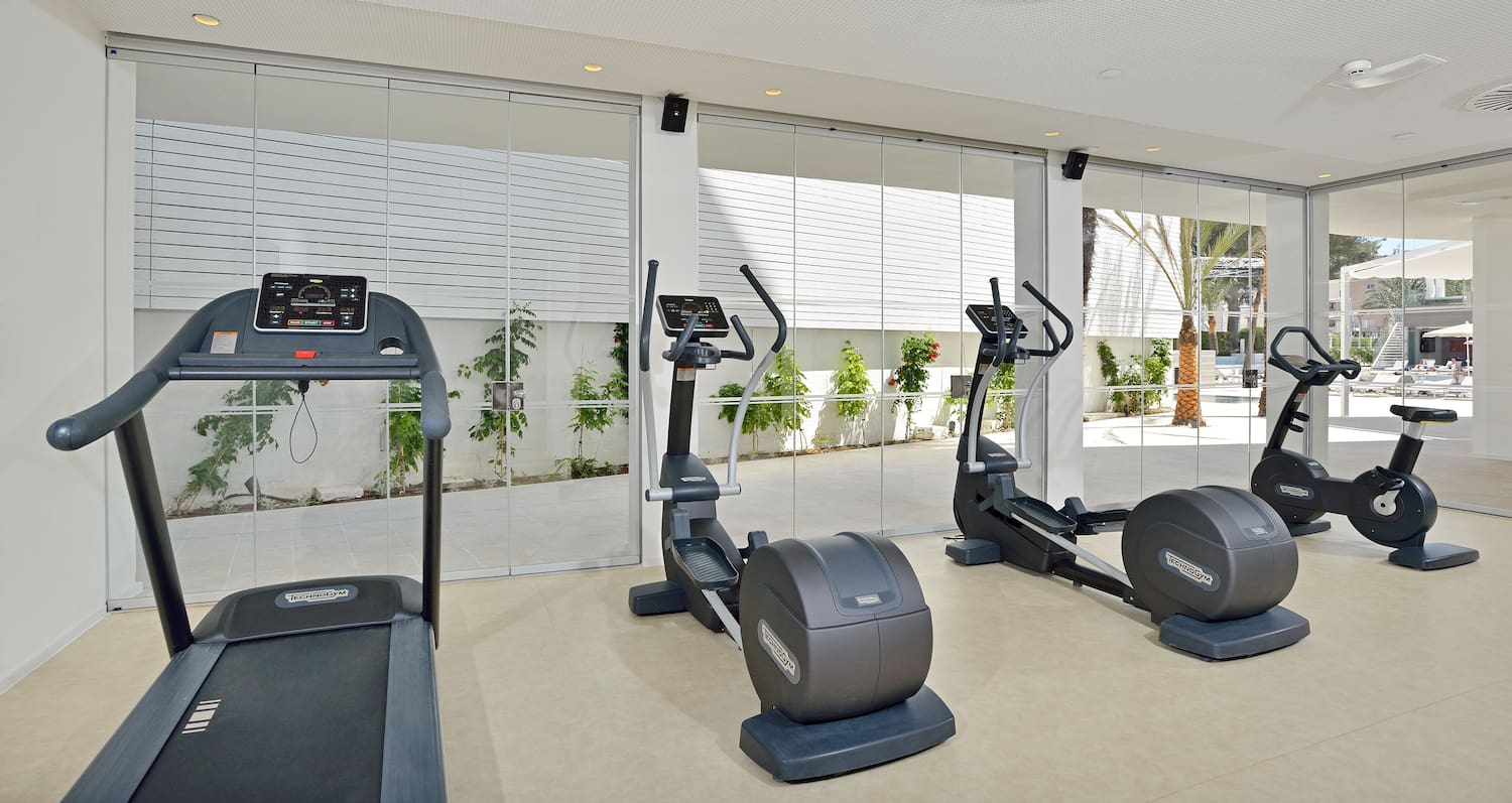 a gym with exercise equipment