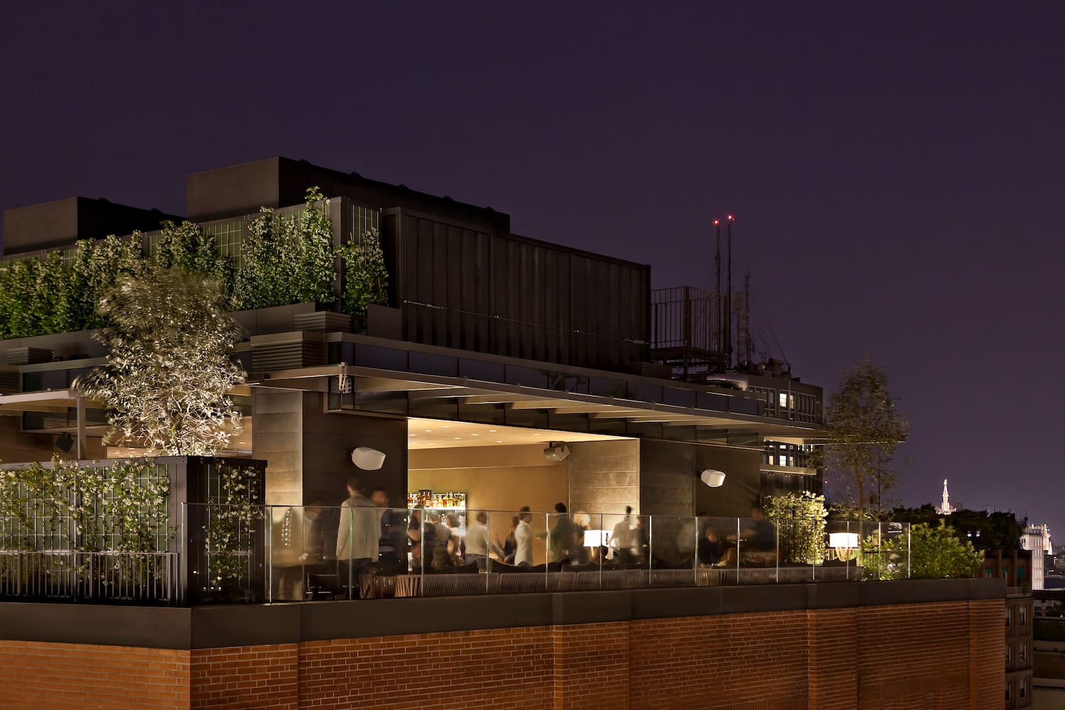 a group of people on a rooftop