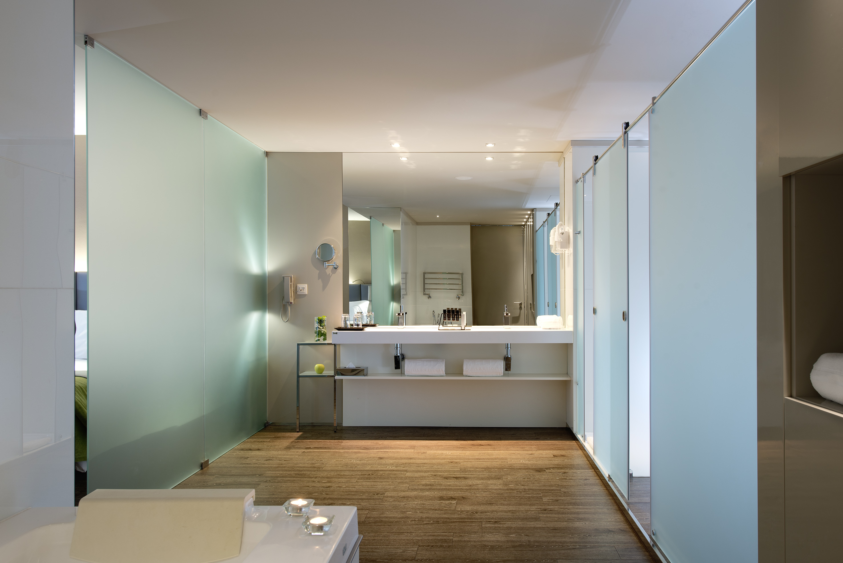 a bathroom with a mirror and sink