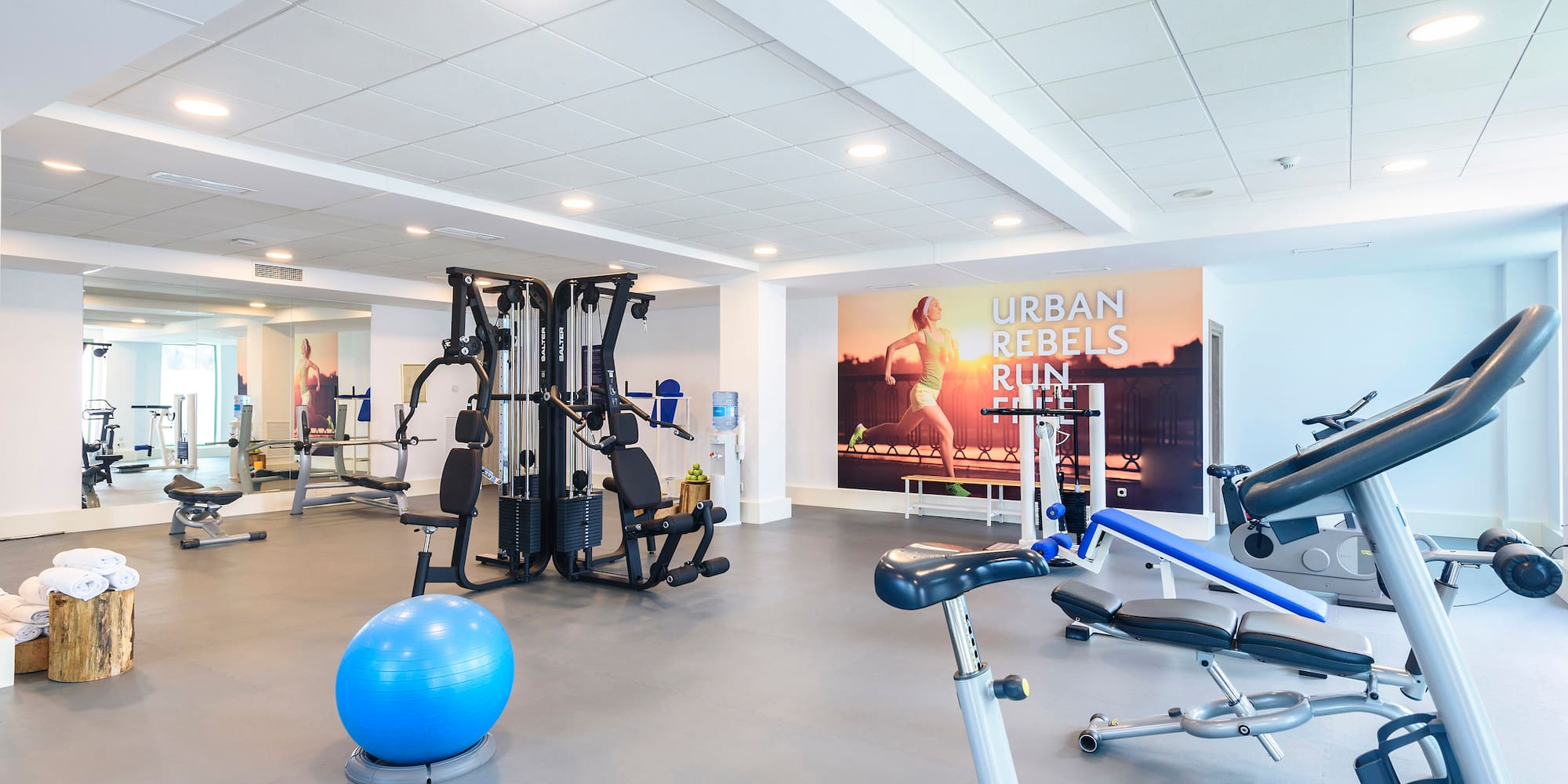 a gym with exercise equipment