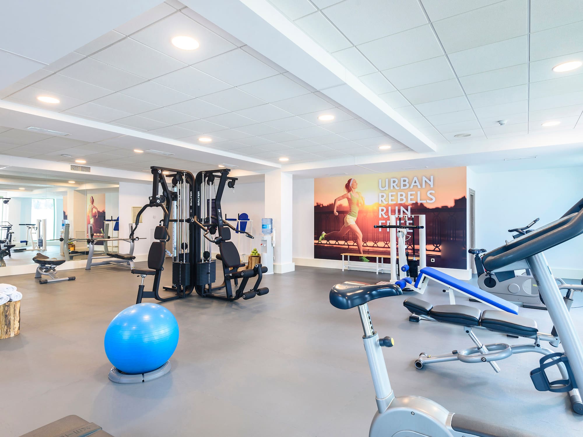 a gym with exercise equipment