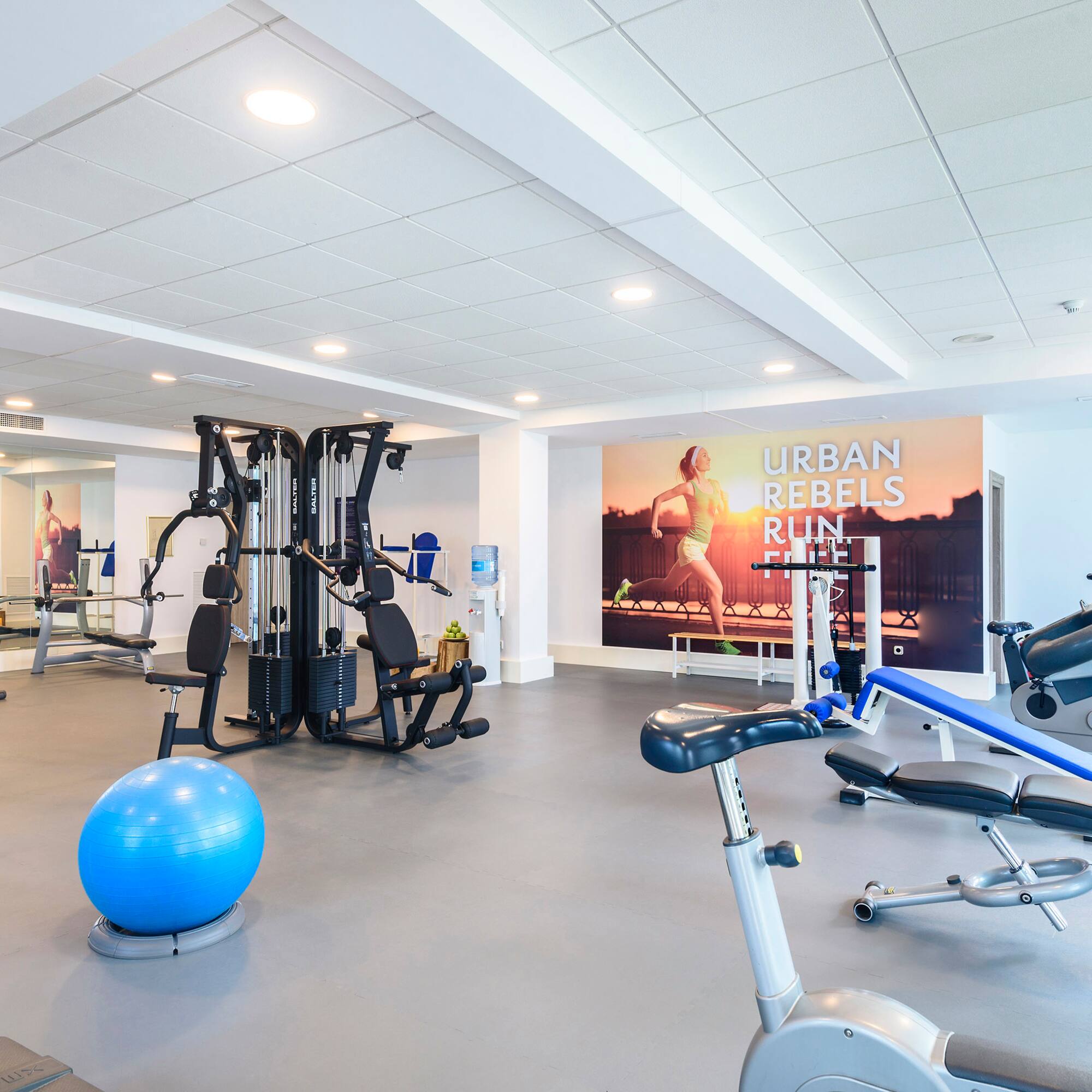 a gym with exercise equipment