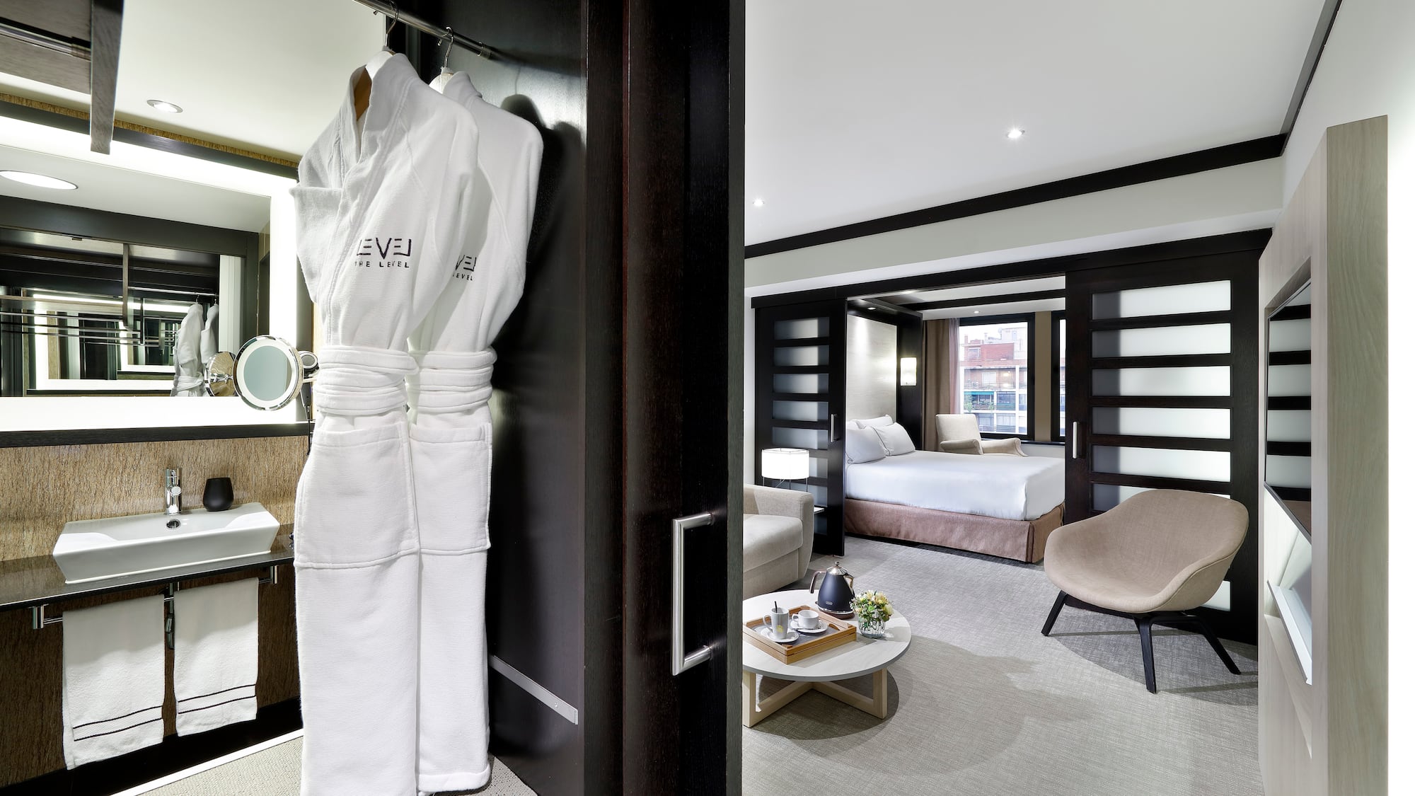 a white robe from a closet