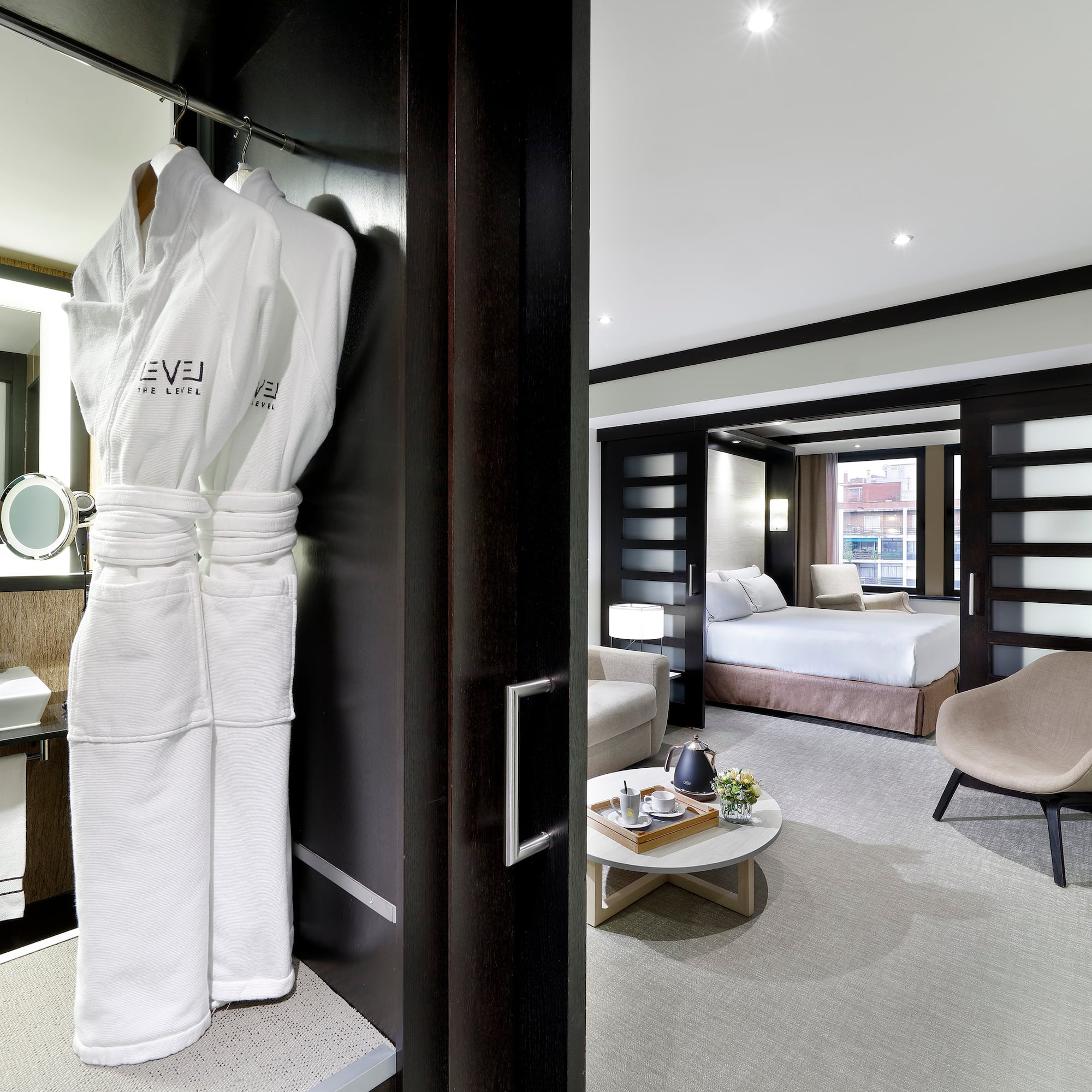 a white robe from a closet