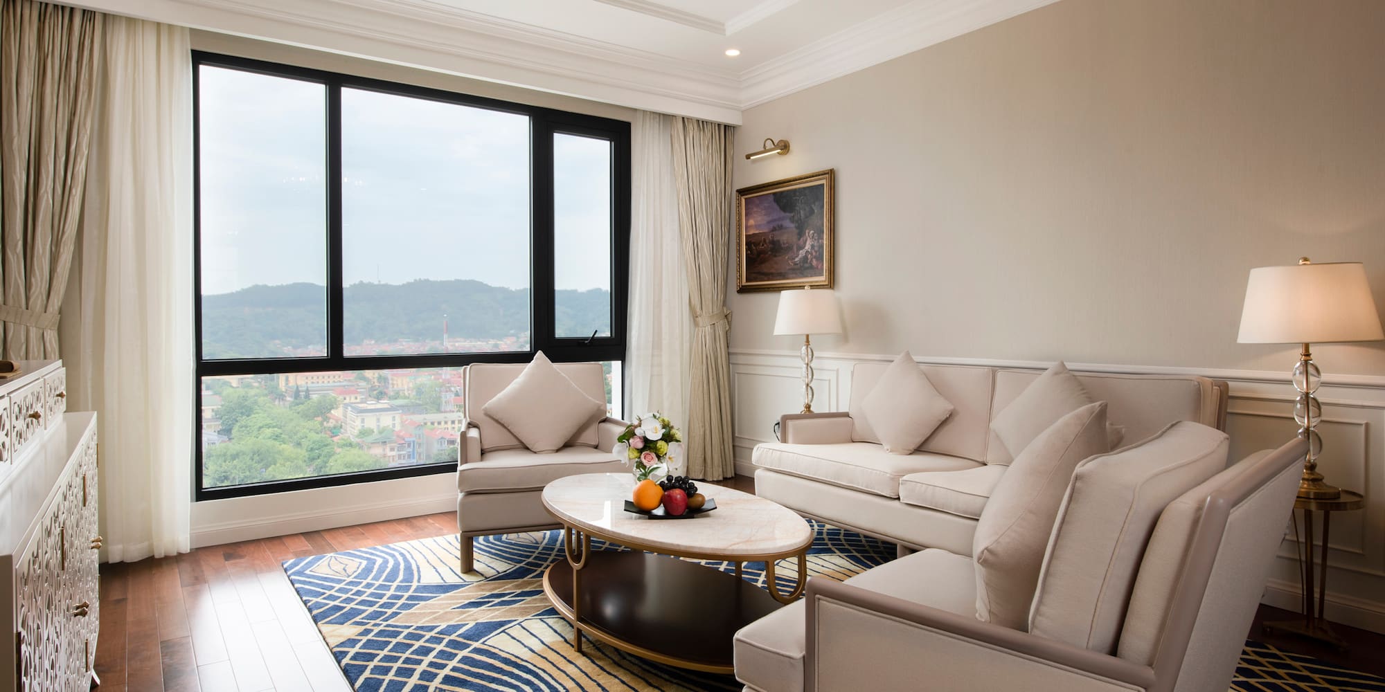 a living room with a couch and a coffee table