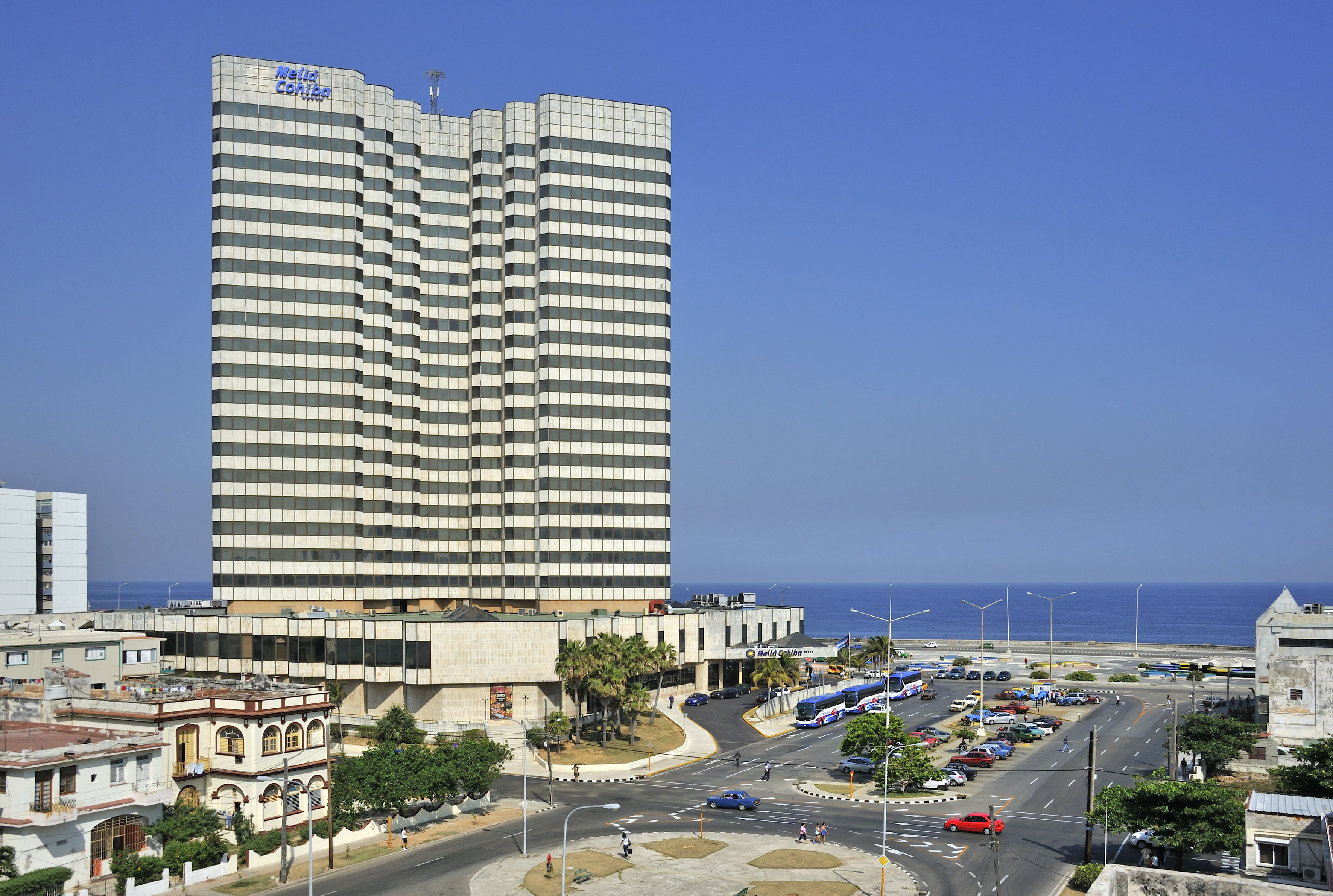 a large building next to a road