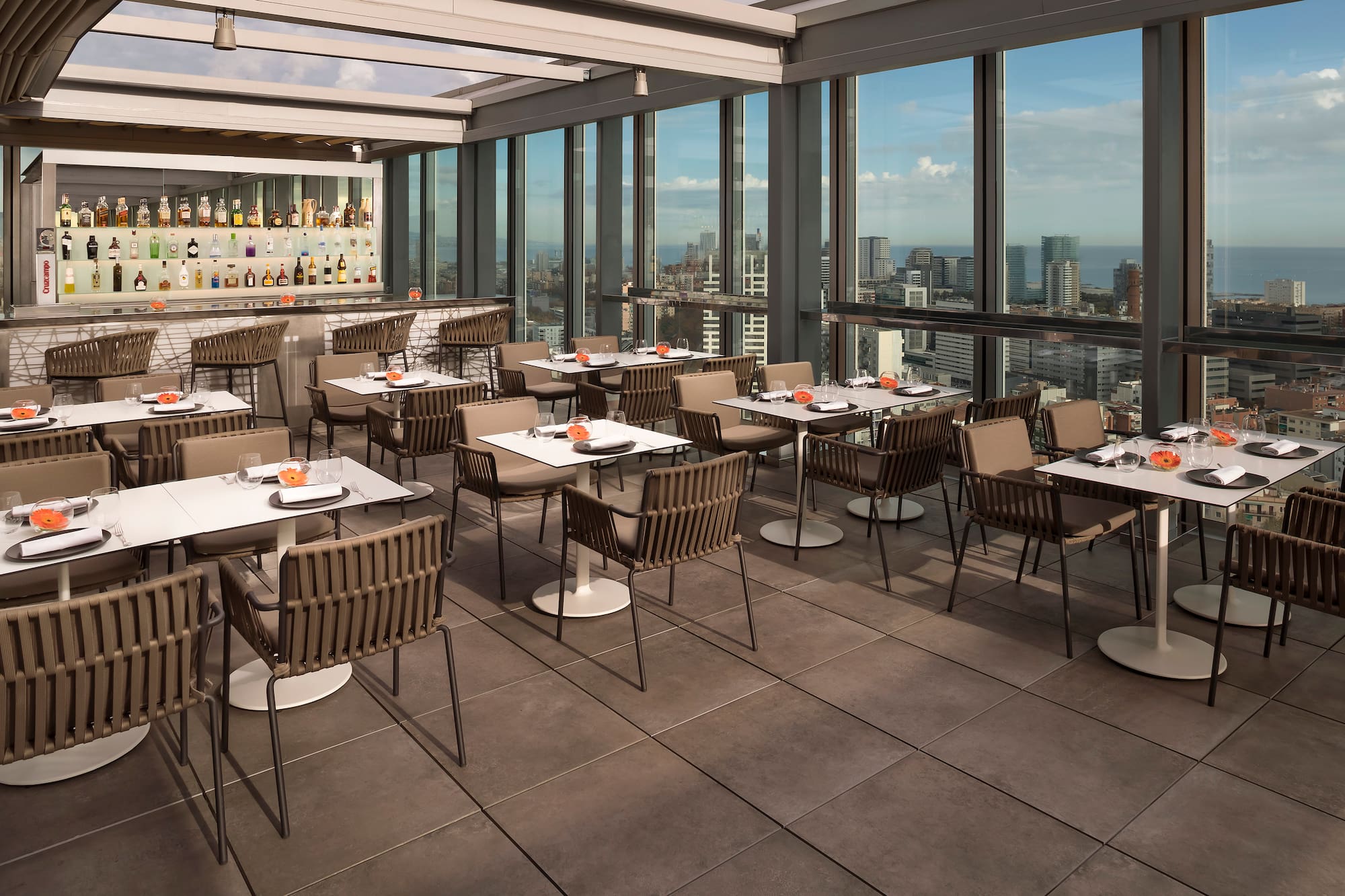 a restaurant with tables and chairs