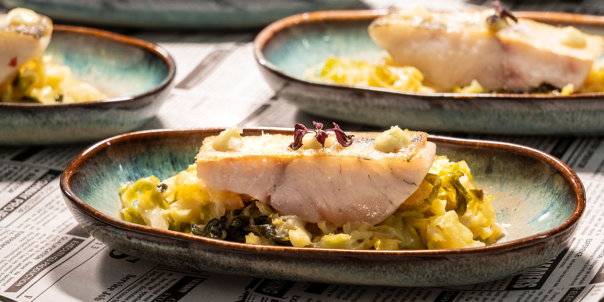 a group of plates of food