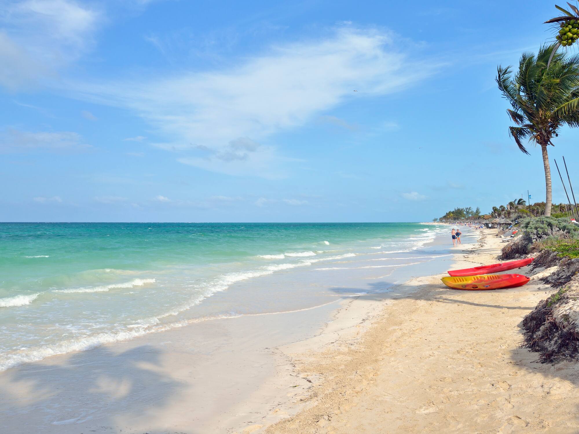 a beach with people and a boat