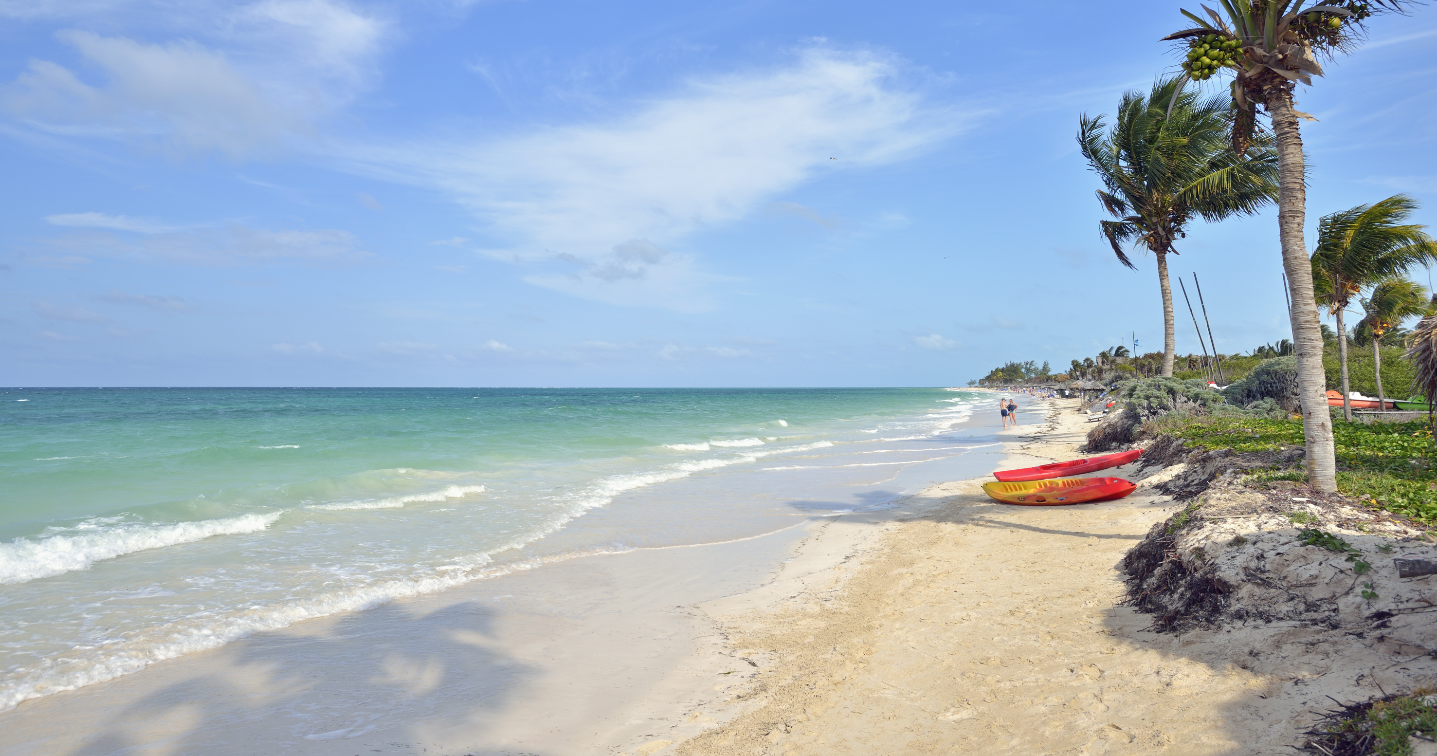 a beach with people and a boat