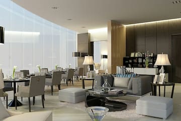 a room with a large window