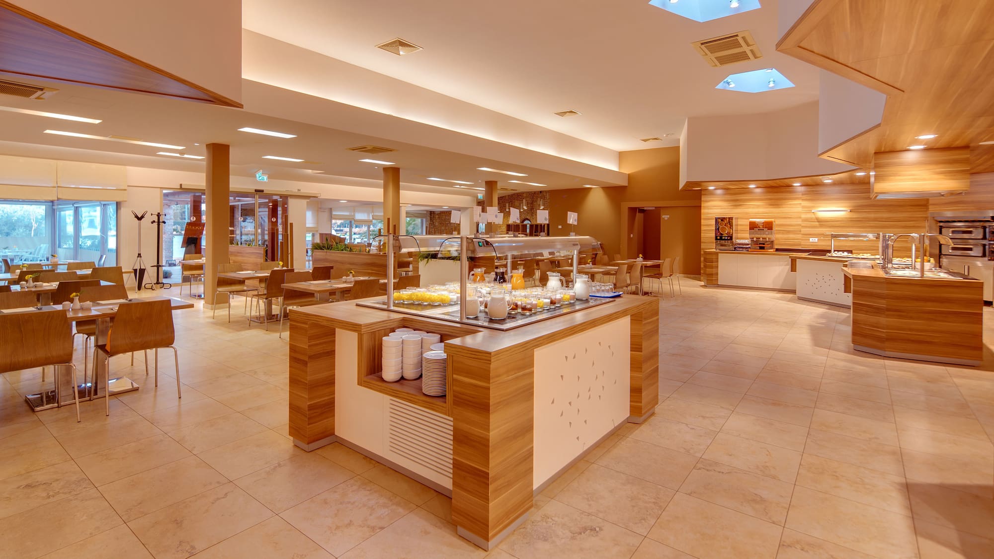 a restaurant with a buffet