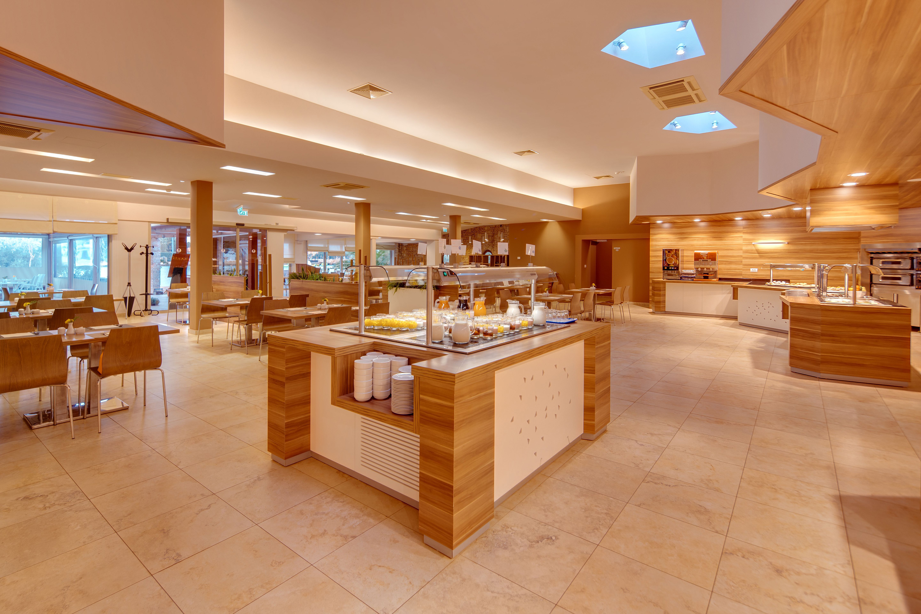 a restaurant with a buffet