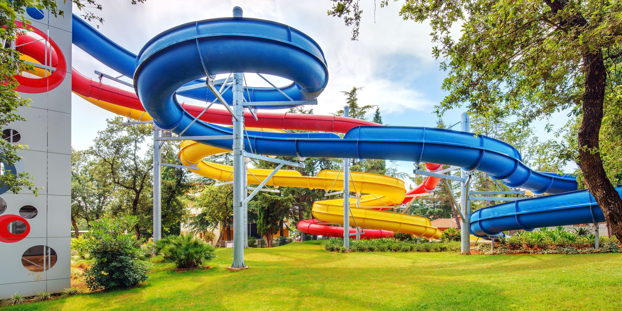 a water slide in a park