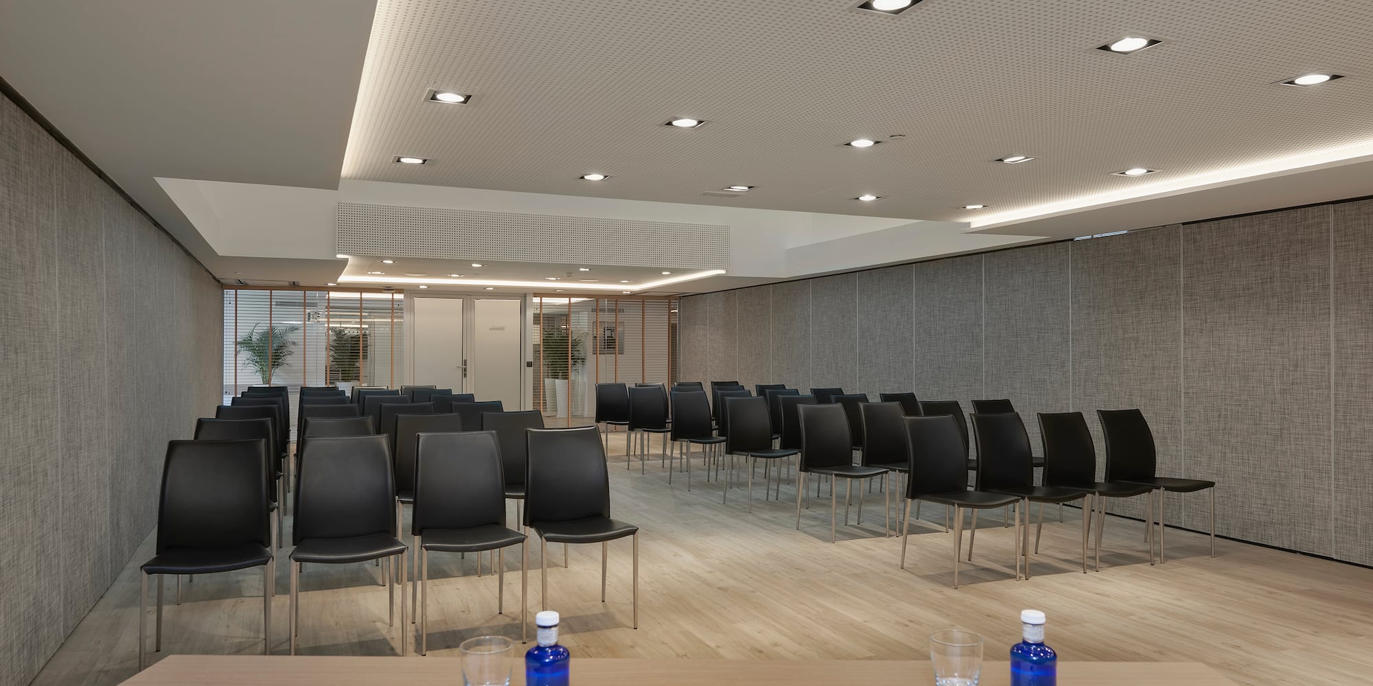 a room with chairs and a table