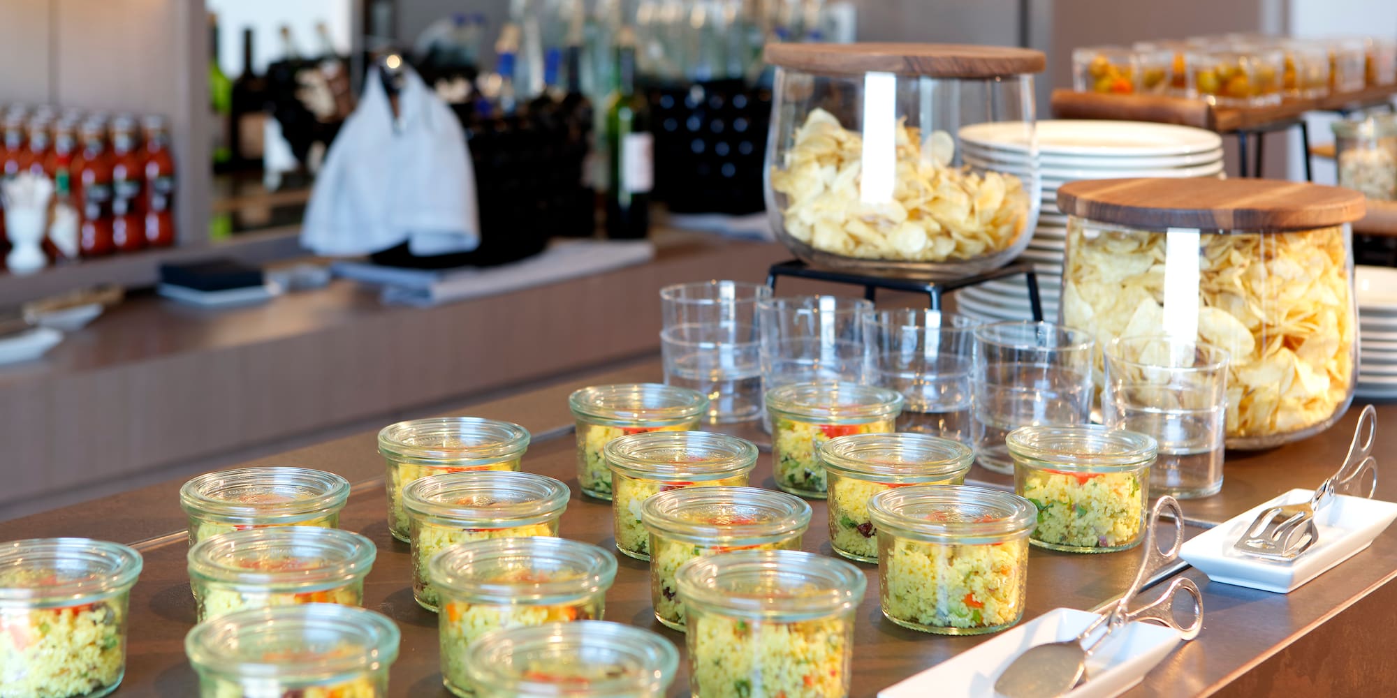 a group of small containers of food