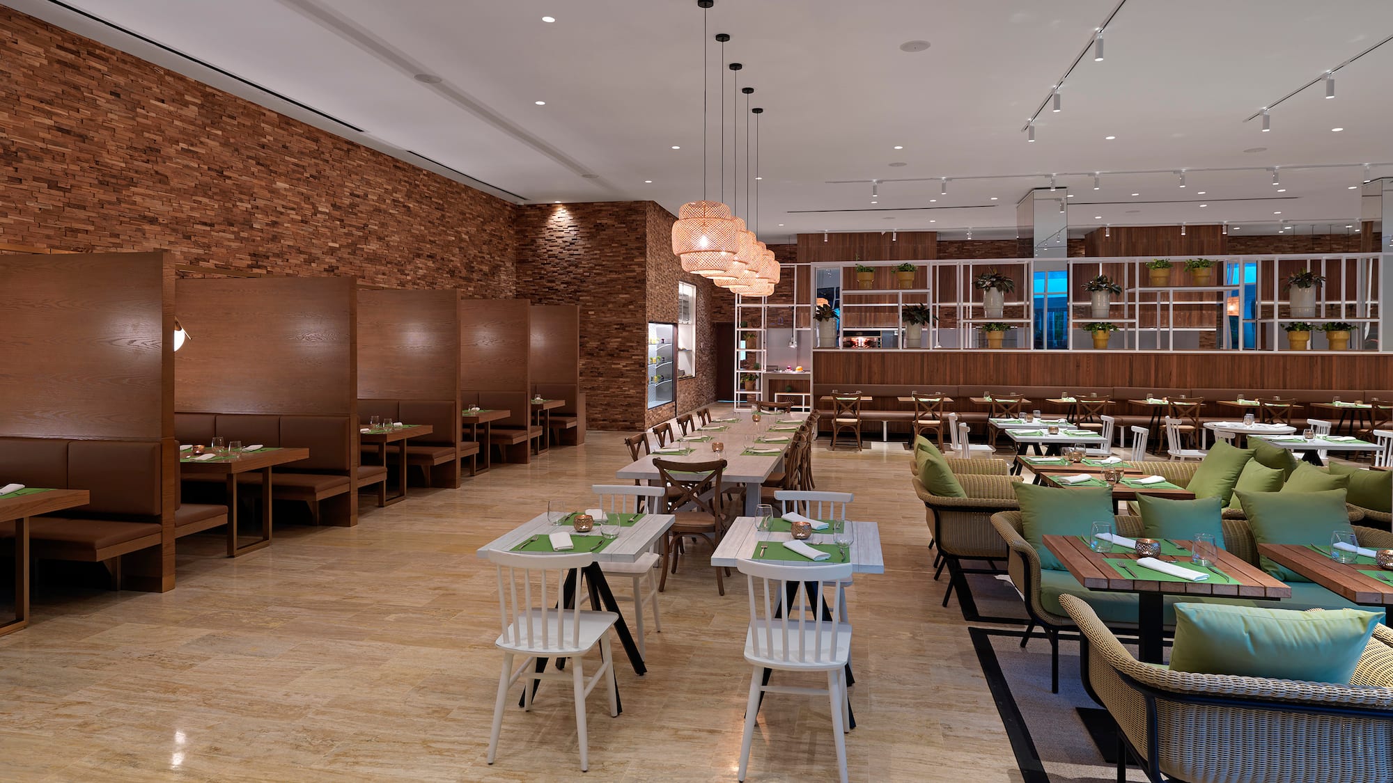 a restaurant with tables and chairs