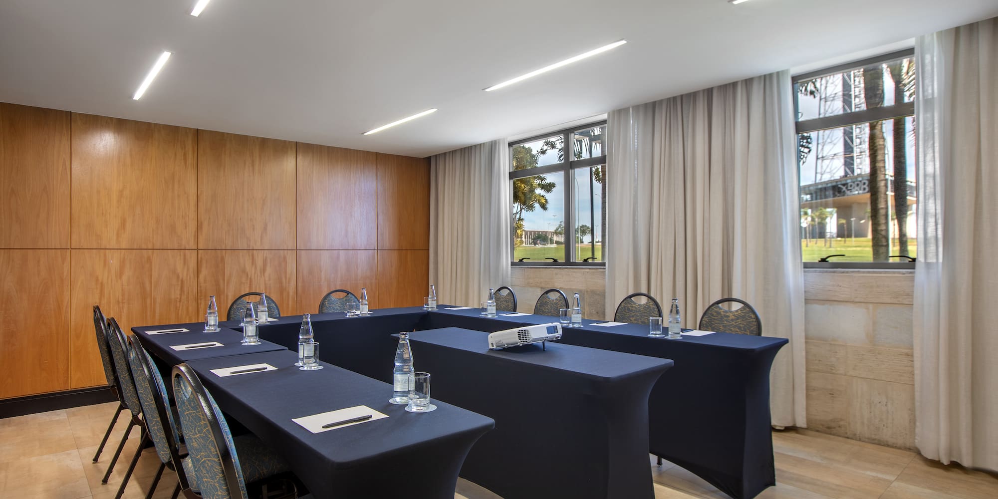 a room with tables and chairs
