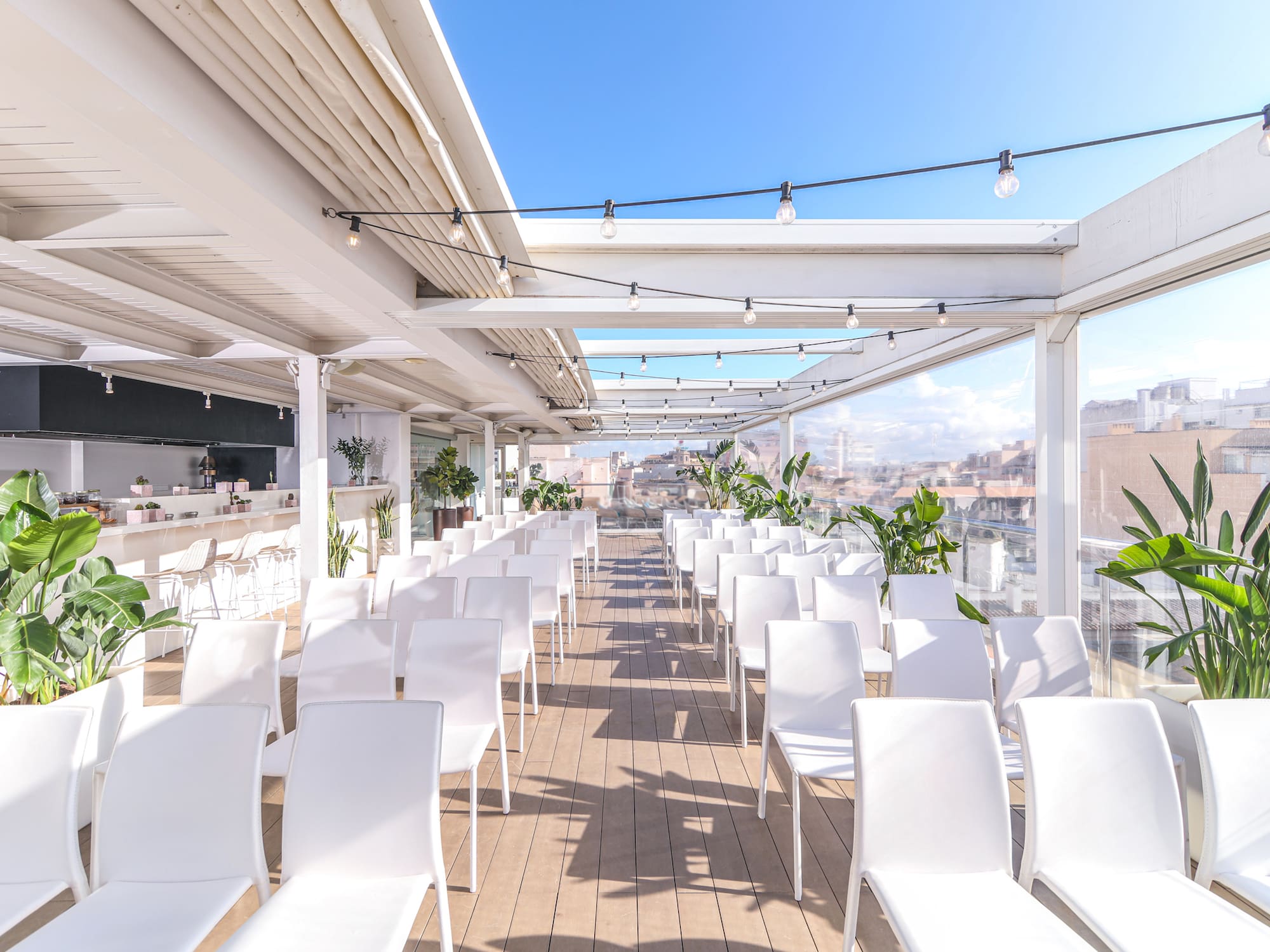 a white chairs on a patio
