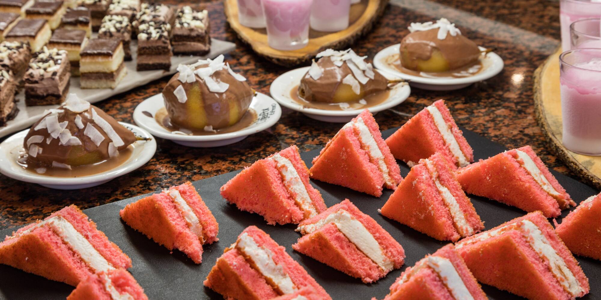 a table full of desserts
