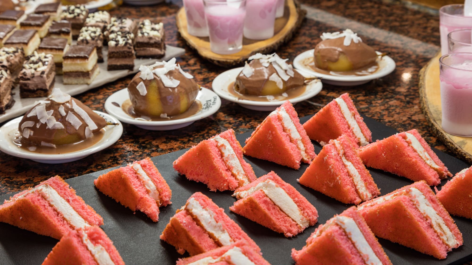 a table full of desserts