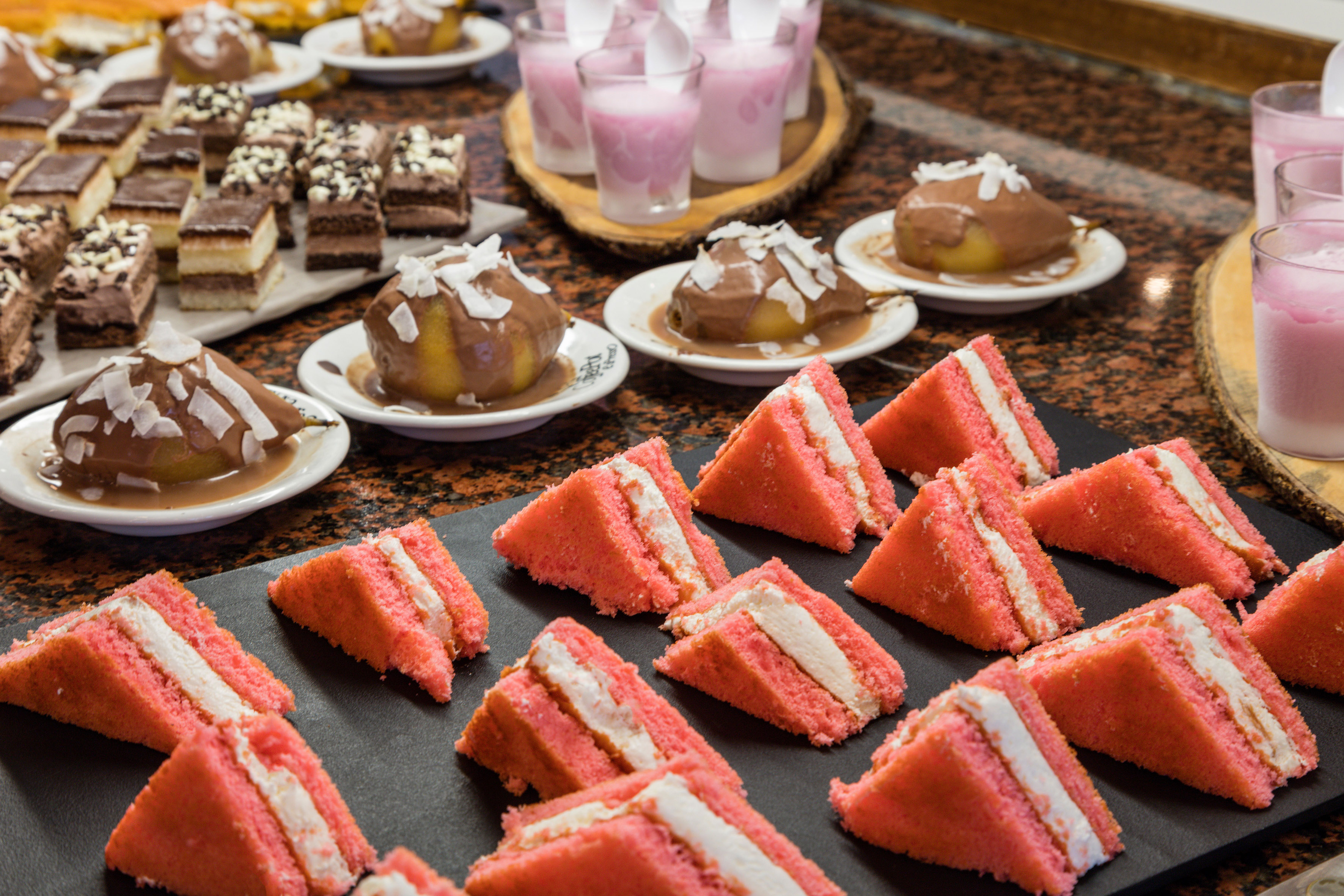 a table full of desserts