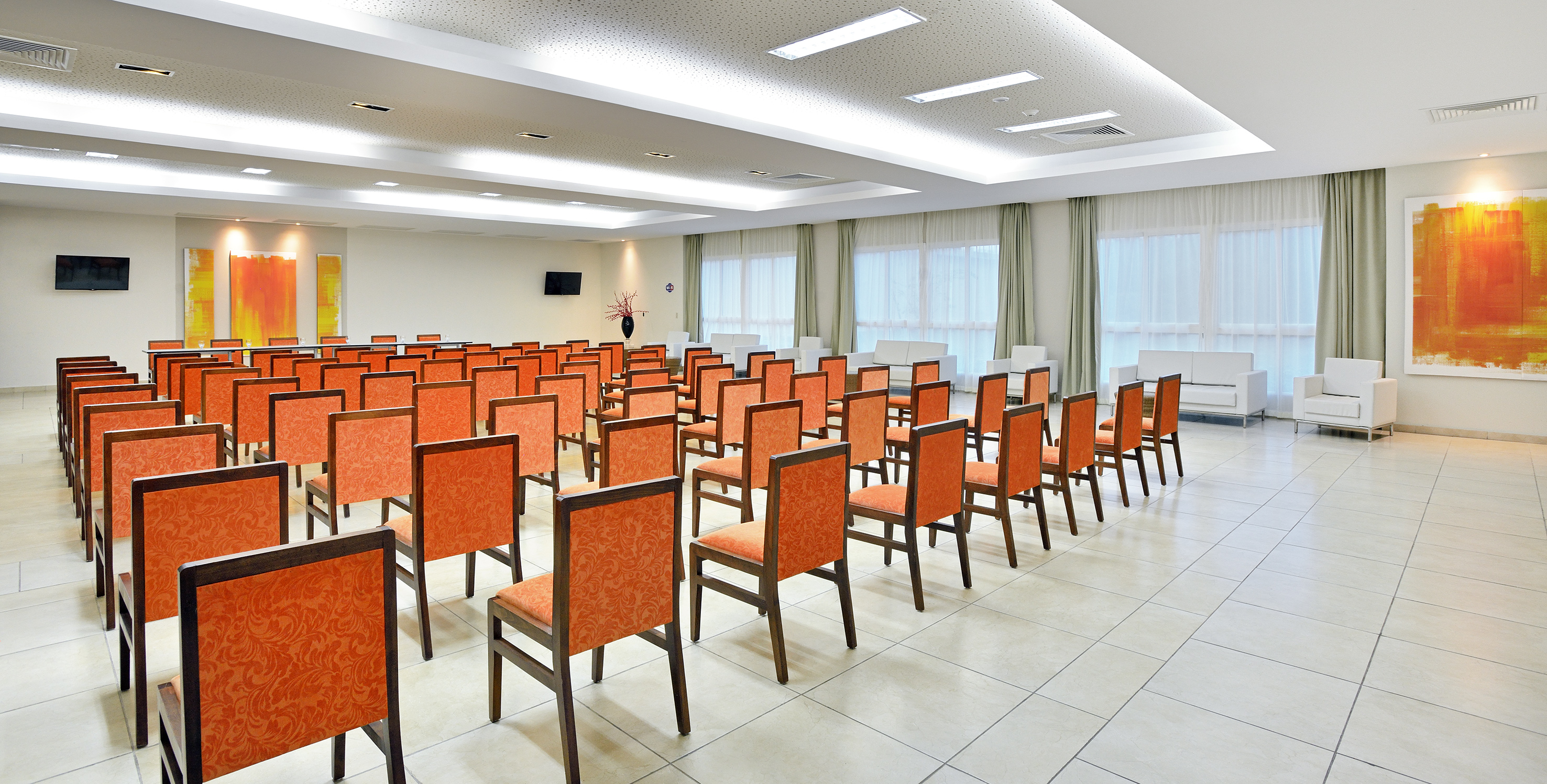 a room with many chairs