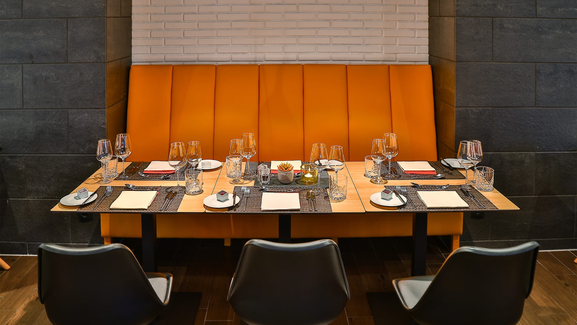 a table with plates and glasses on it