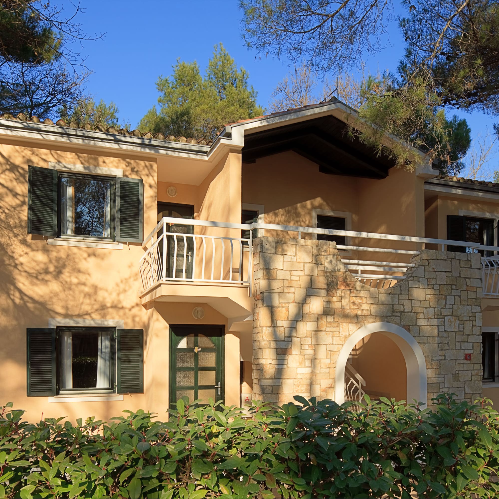 a house with trees in the background