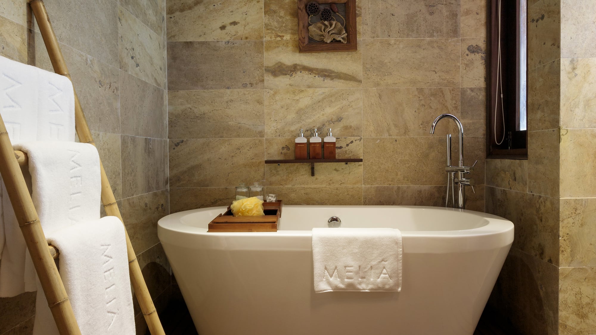 a bathtub in a bathroom