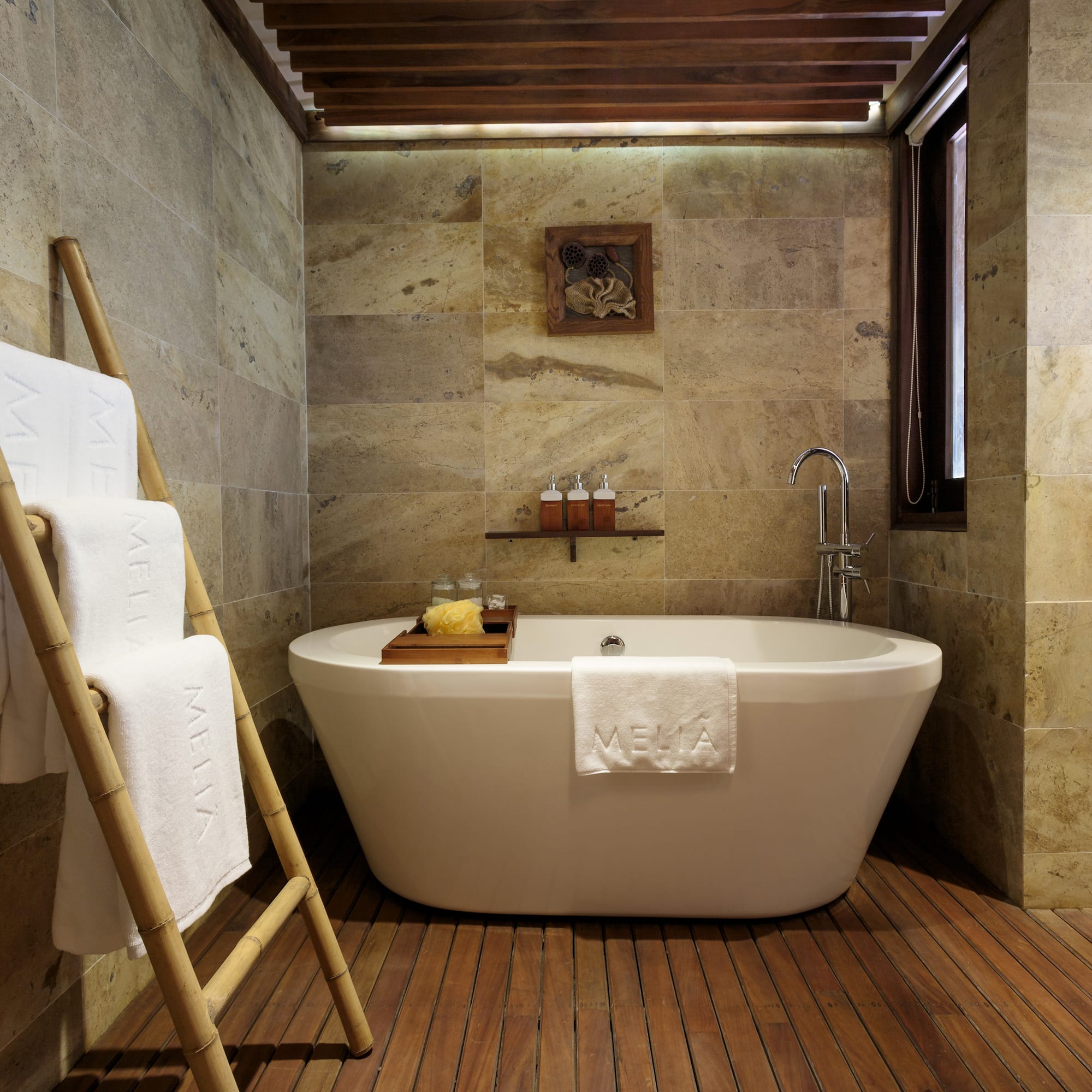 a bathtub in a bathroom