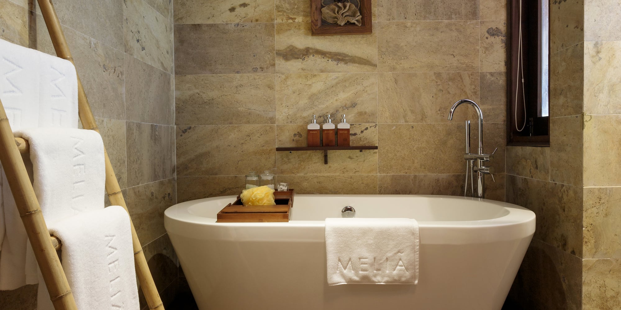 a bathtub in a bathroom