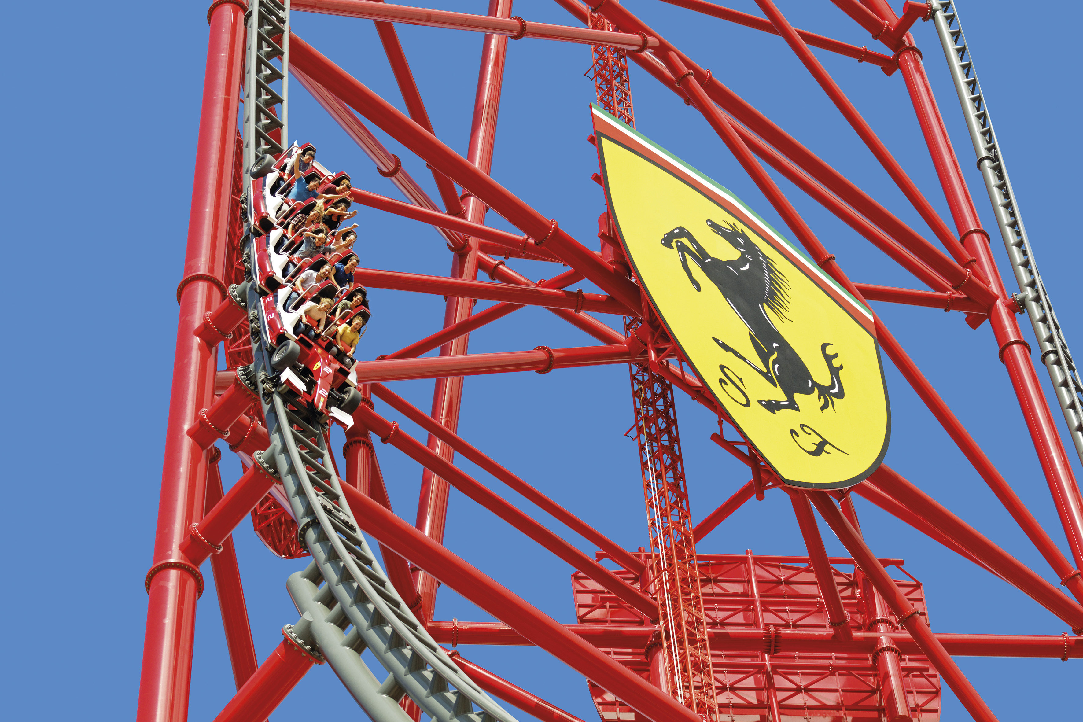 a group of people on a roller coaster