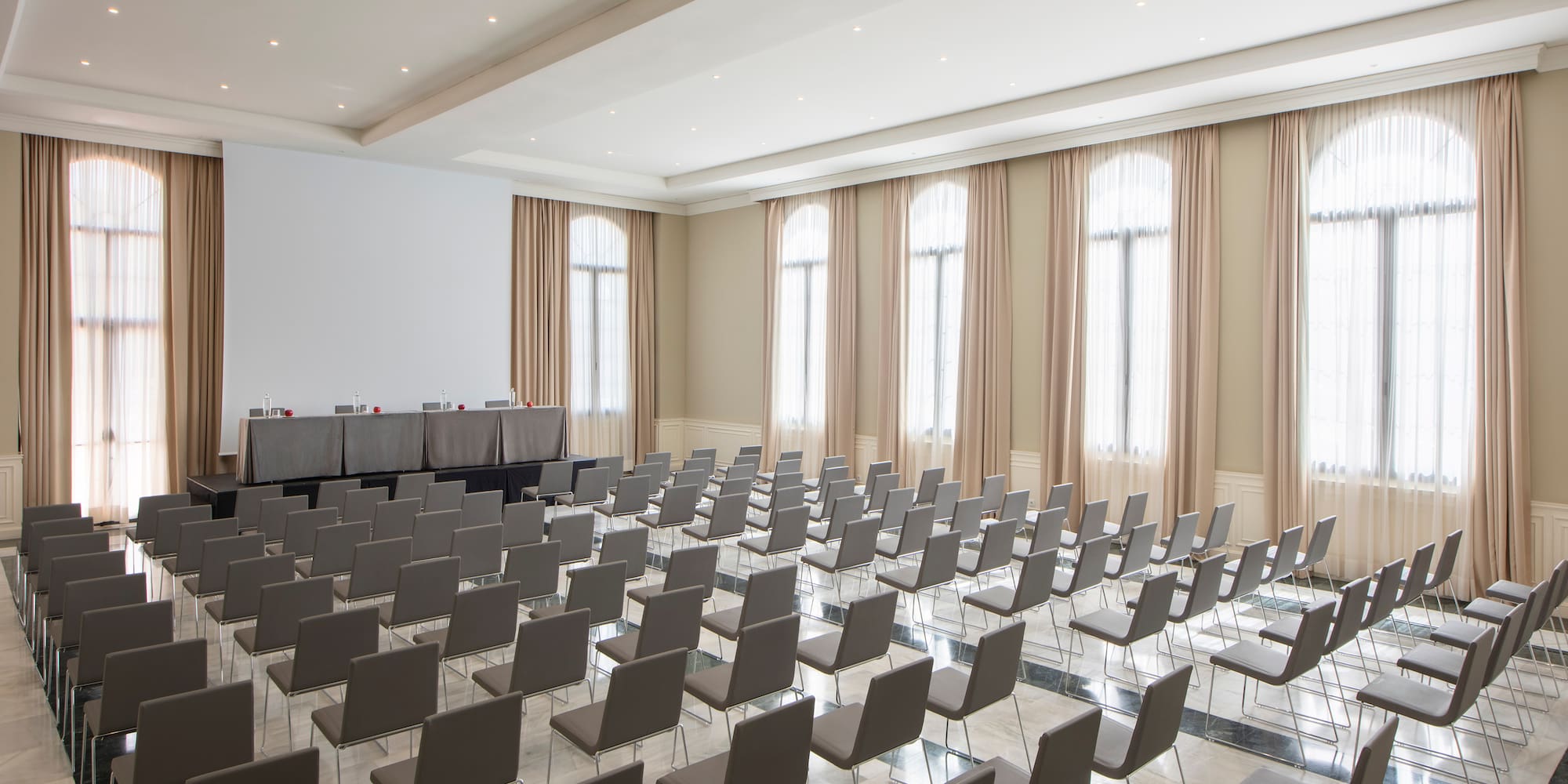 a room with many chairs