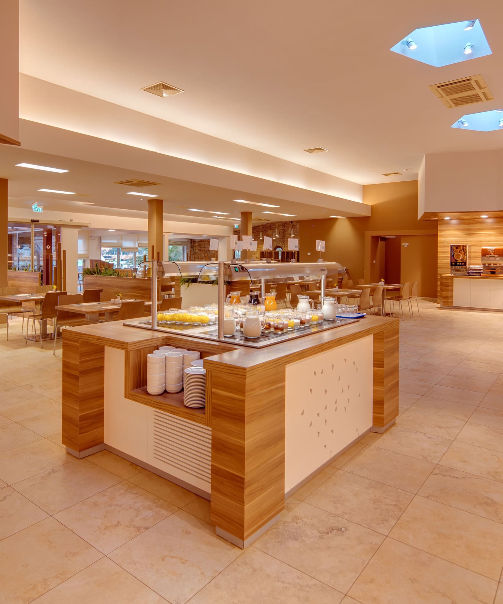 a restaurant with a buffet