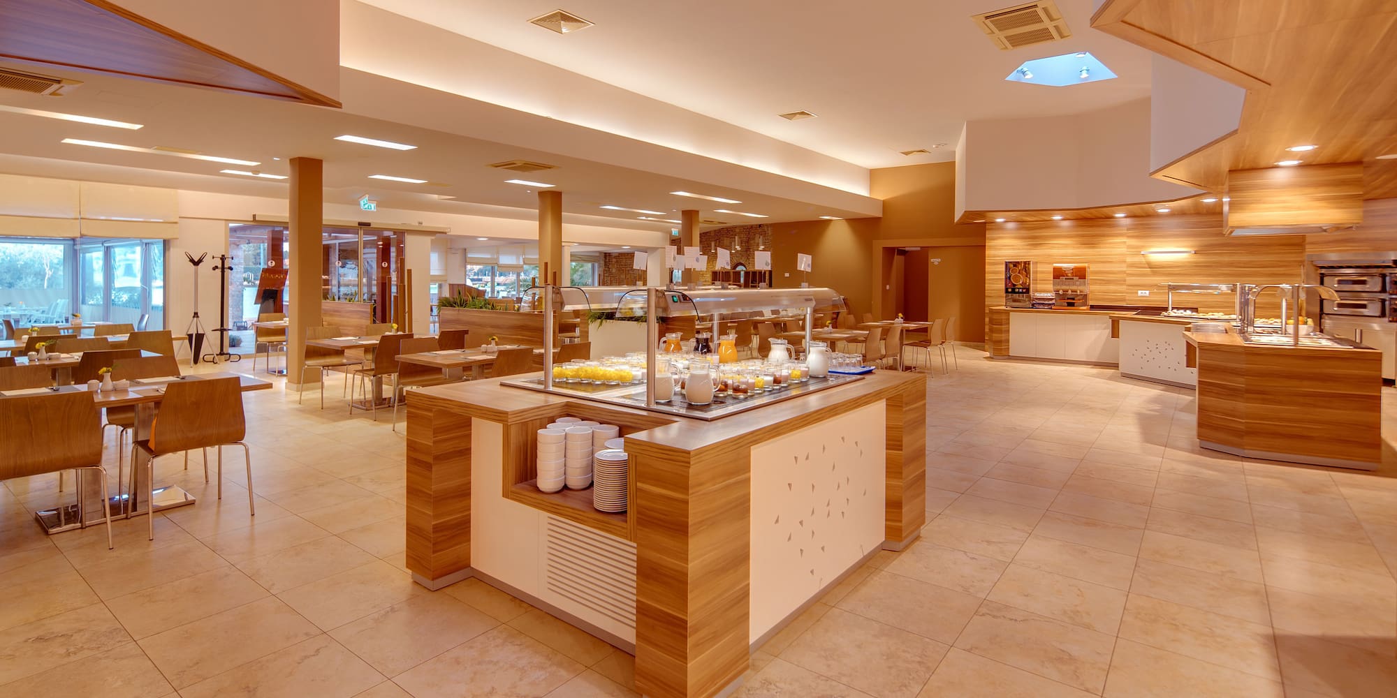 a restaurant with a buffet