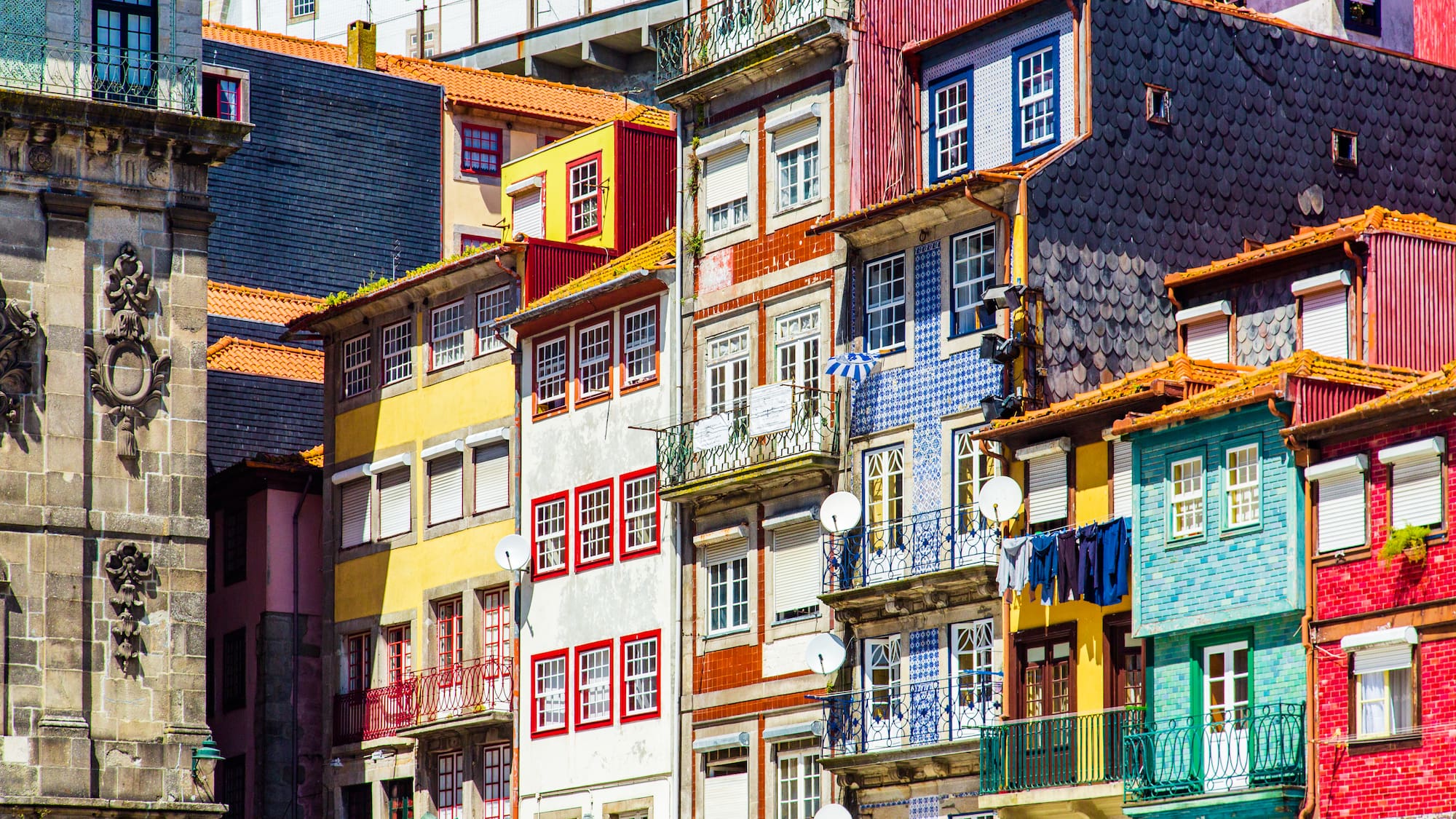 a group of colorful buildings