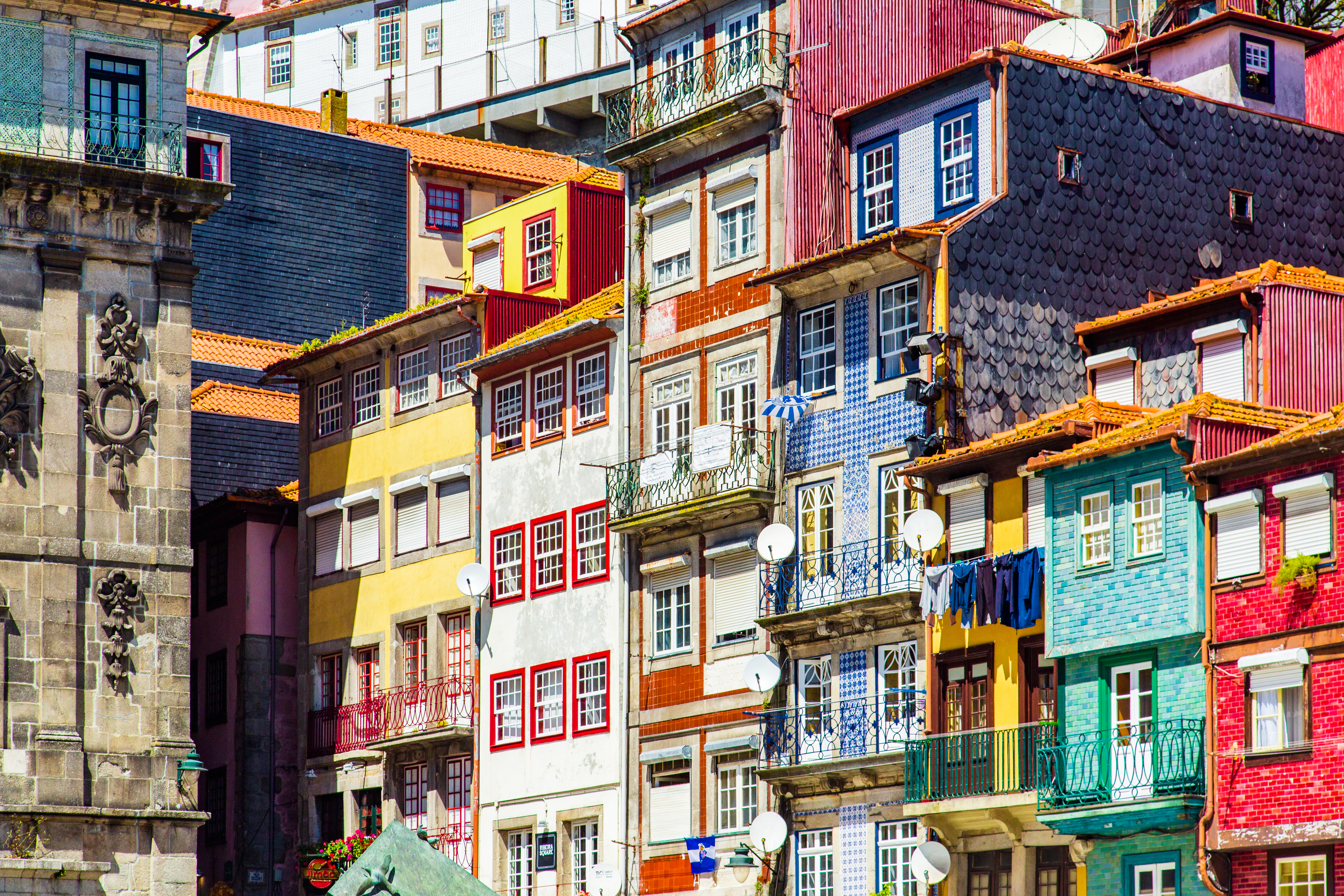 a group of colorful buildings
