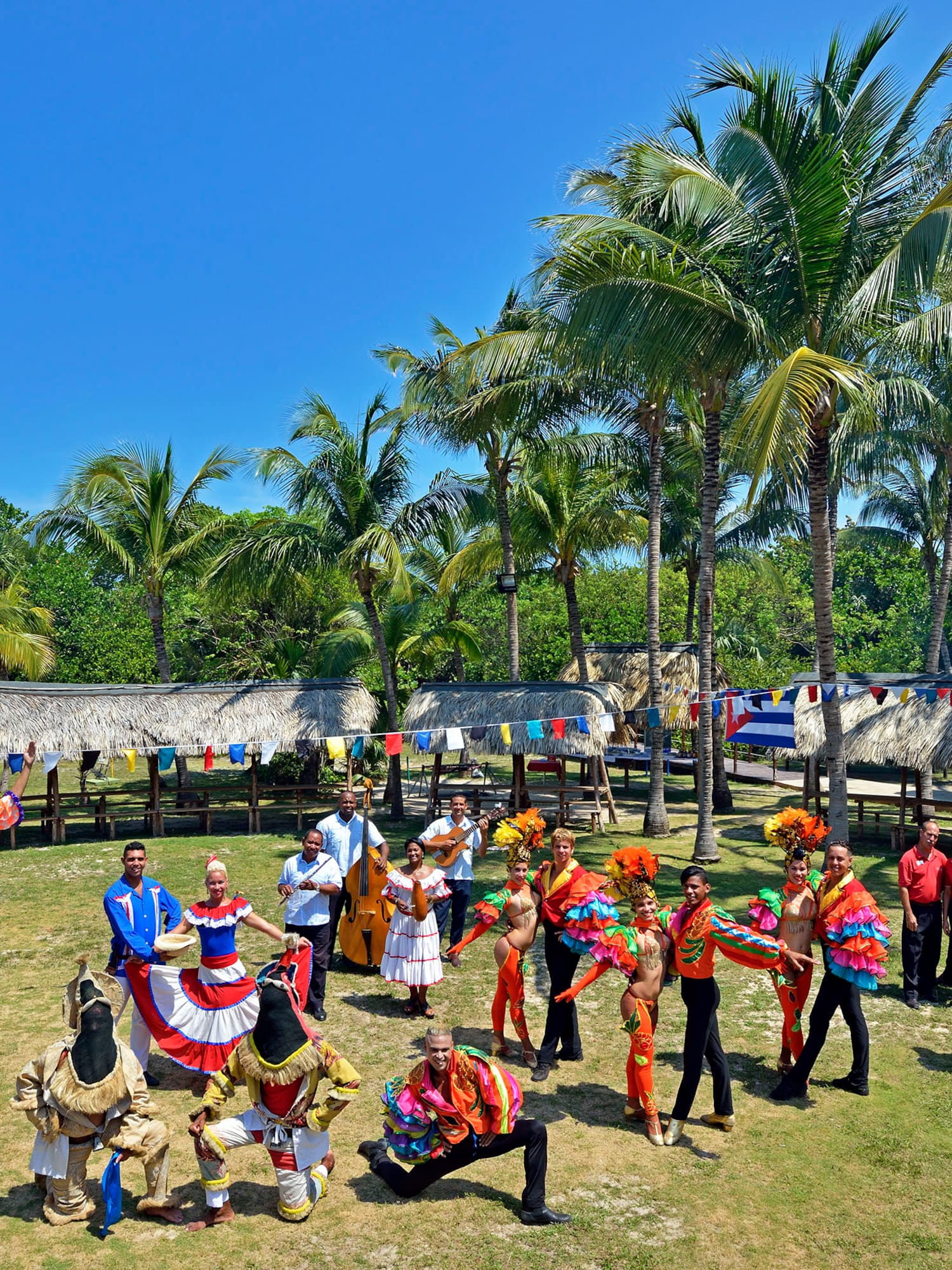 a group of people in clothing outside