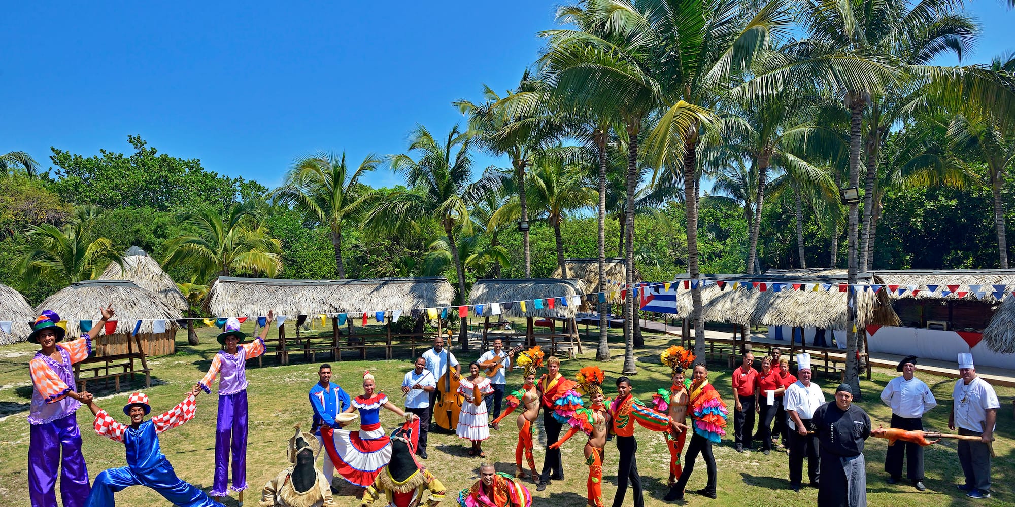 a group of people in clothing outside