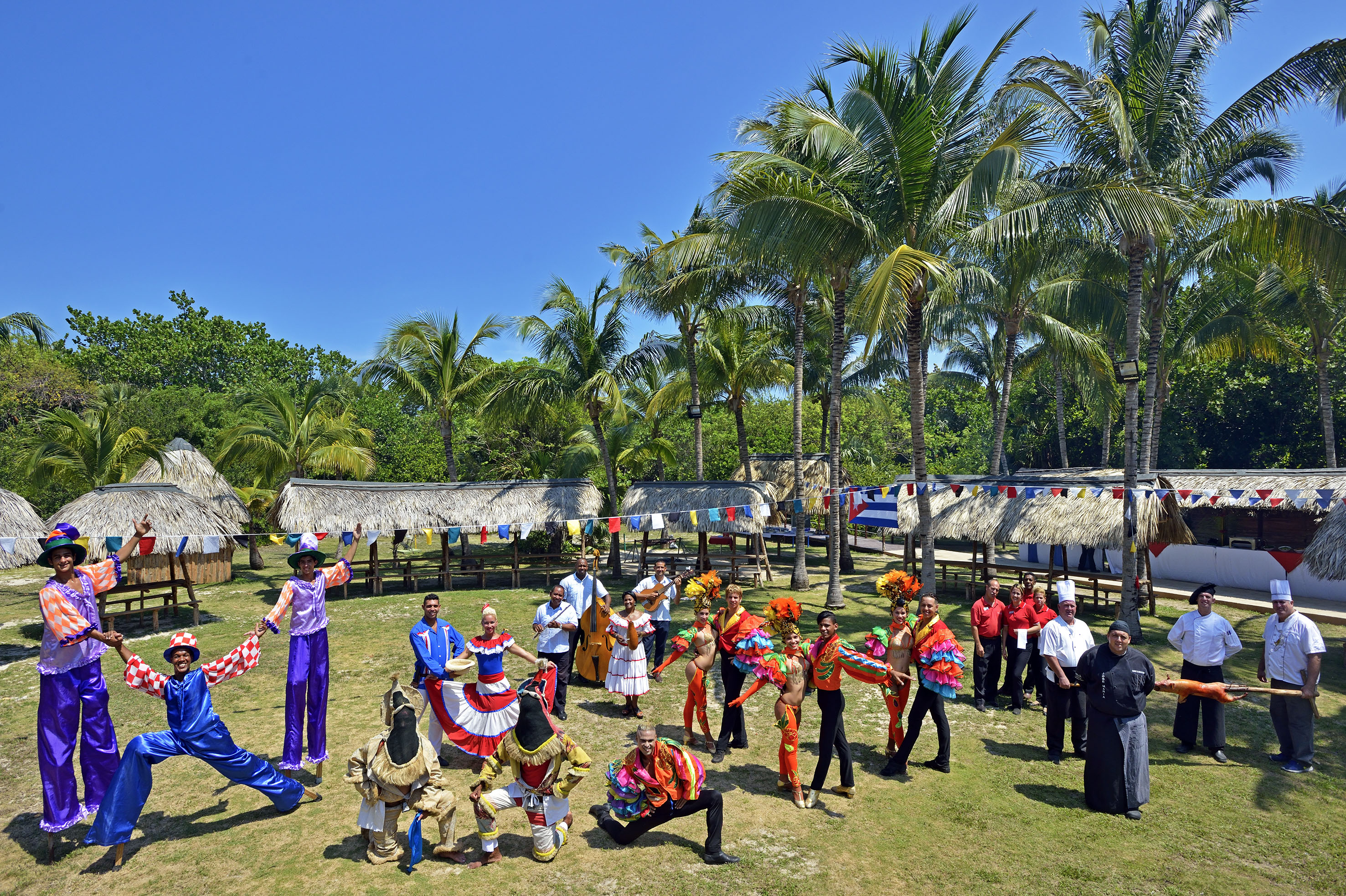 a group of people in clothing outside