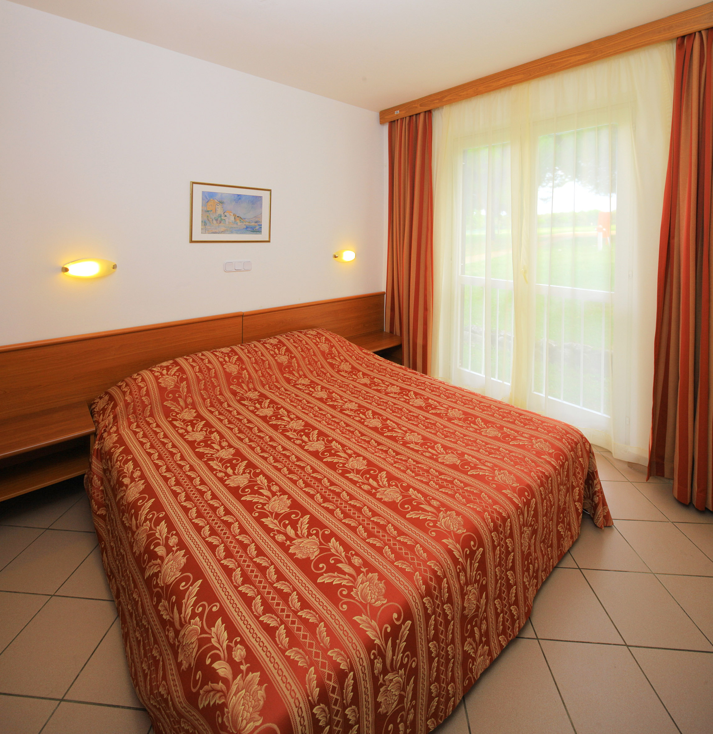 a bed in a room
